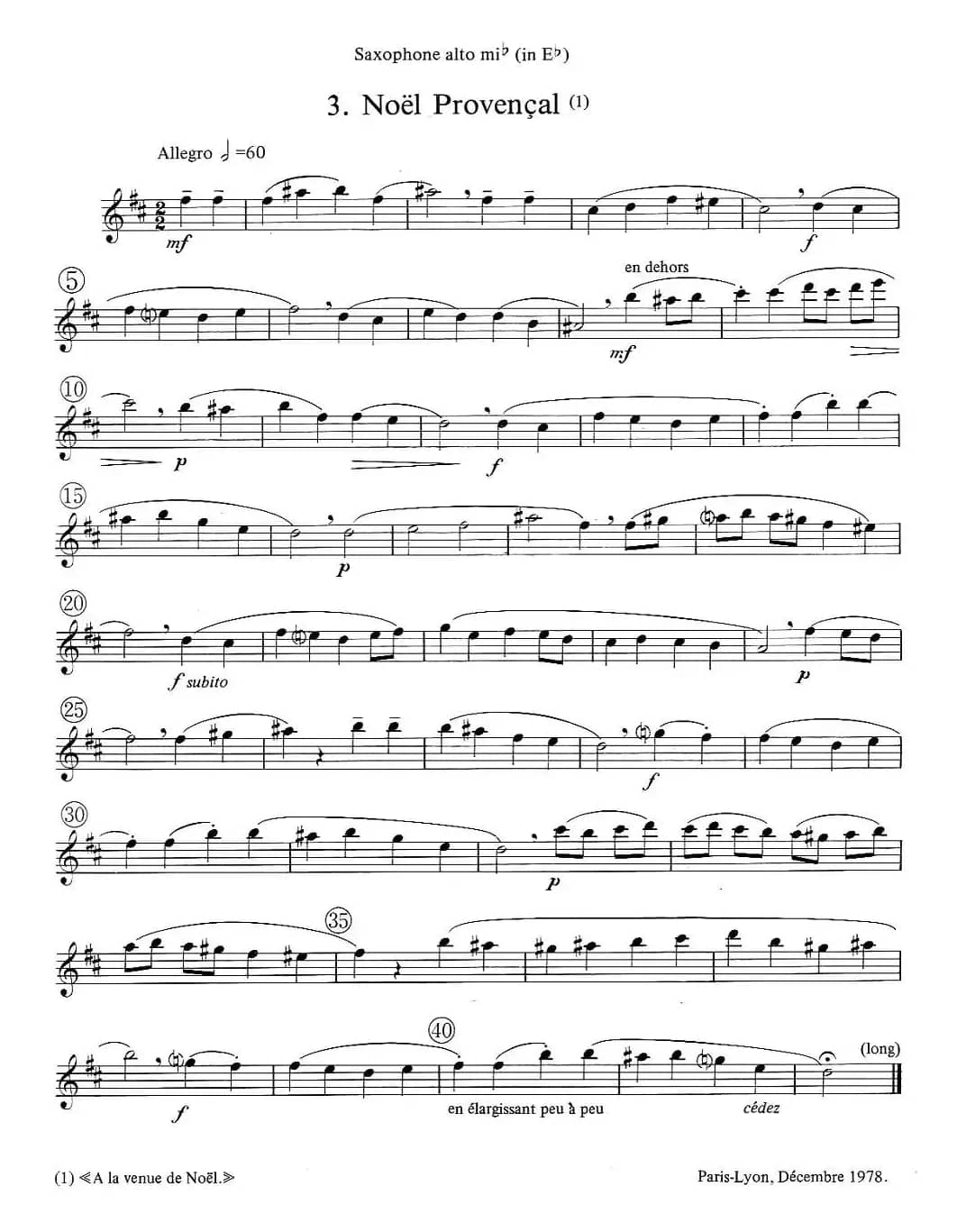 jean Bouvard 编写的6首萨克斯四重奏（中音萨克斯分谱）