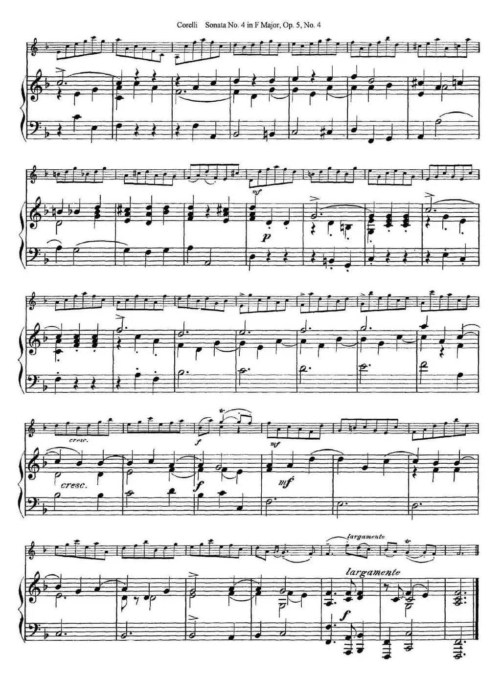 Sonata No.4 in F MajorOp.5 No.4（小提琴+钢琴伴奏）