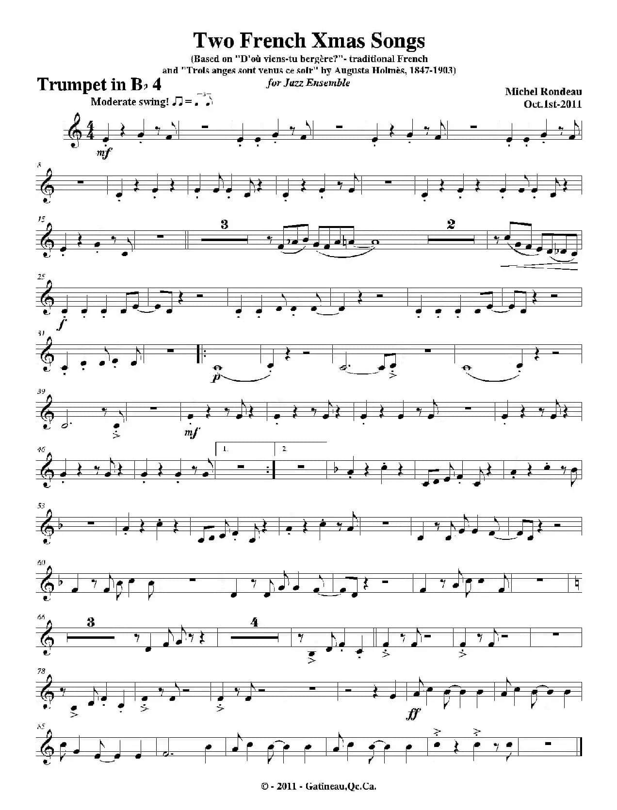 Two French Xmas Songs（第四小号分谱）