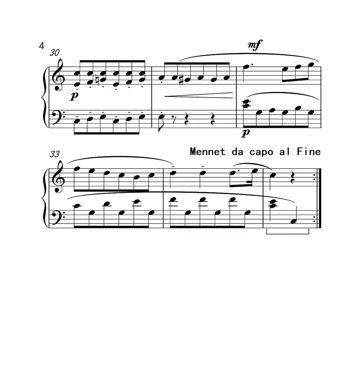 第三级 C大调小步舞曲（中国音乐学院钢琴考级作品1~6级）