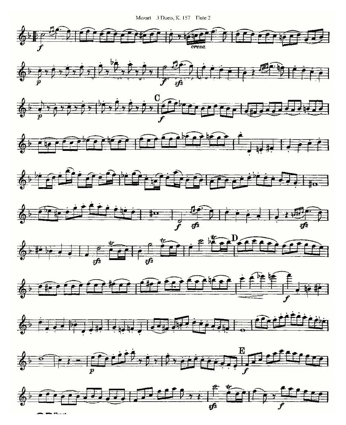 3 Duets K.157 之第二长笛（二重奏三首 K157号）