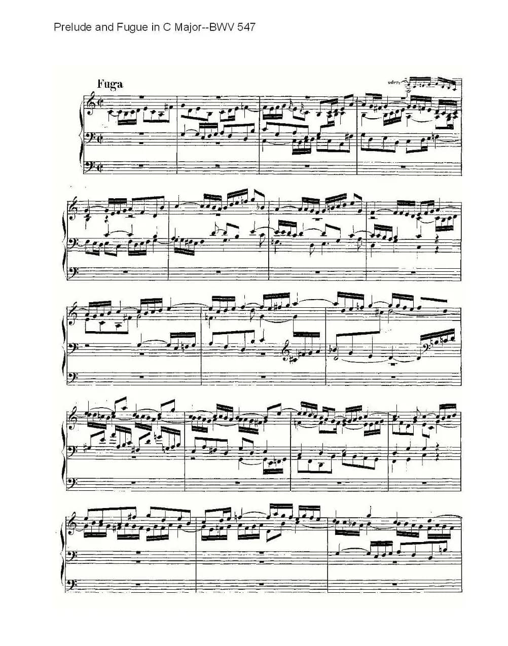 Prelude and Fugue in C Major--BWV 547 (管风琴谱)
