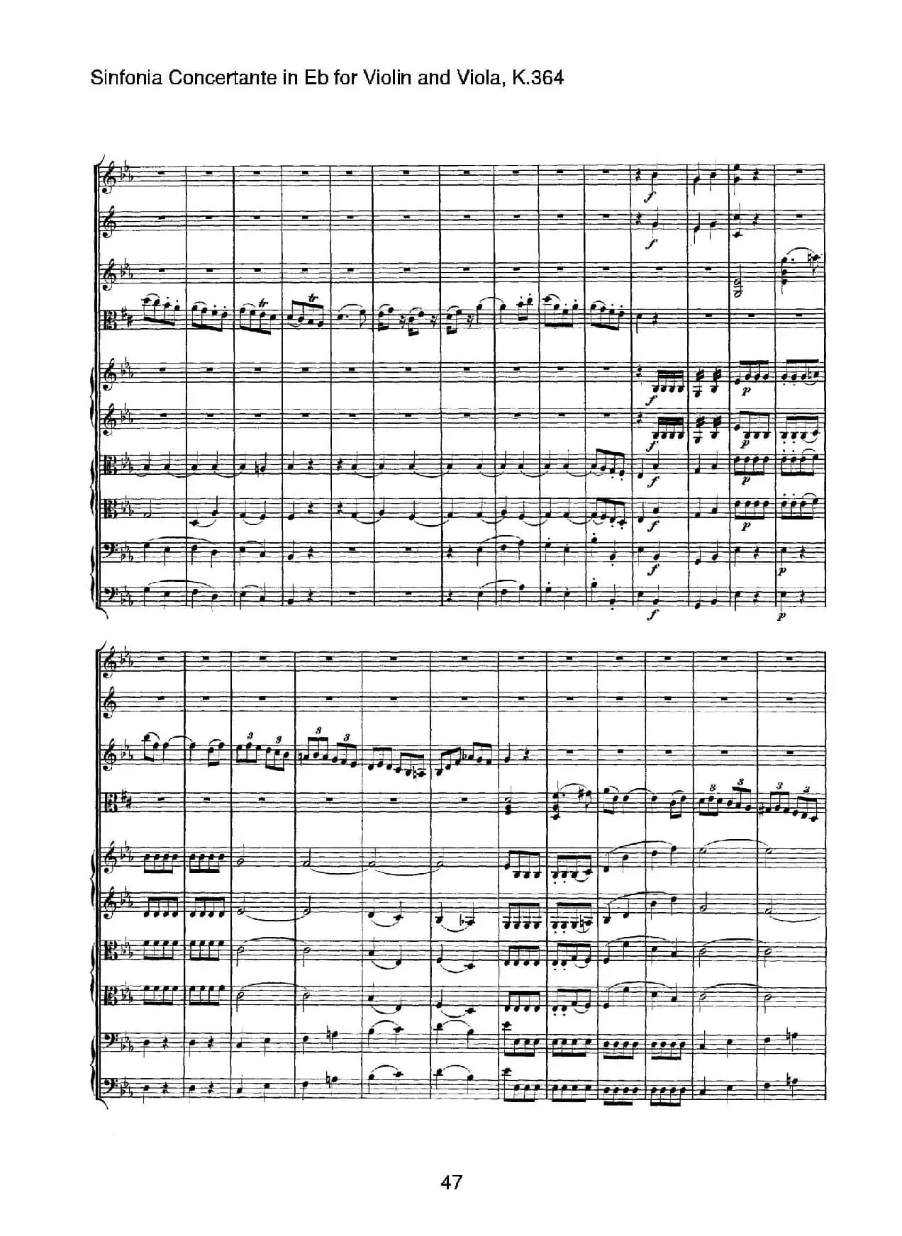 降E大调交响协奏曲（《Sinfonia Concertante in Eb》for Violin and Viola K.364）