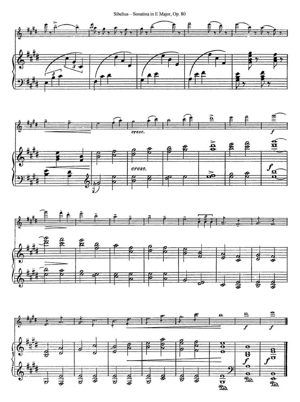 Violin Sonatina in E Major Op.80（小提琴+钢琴伴奏）