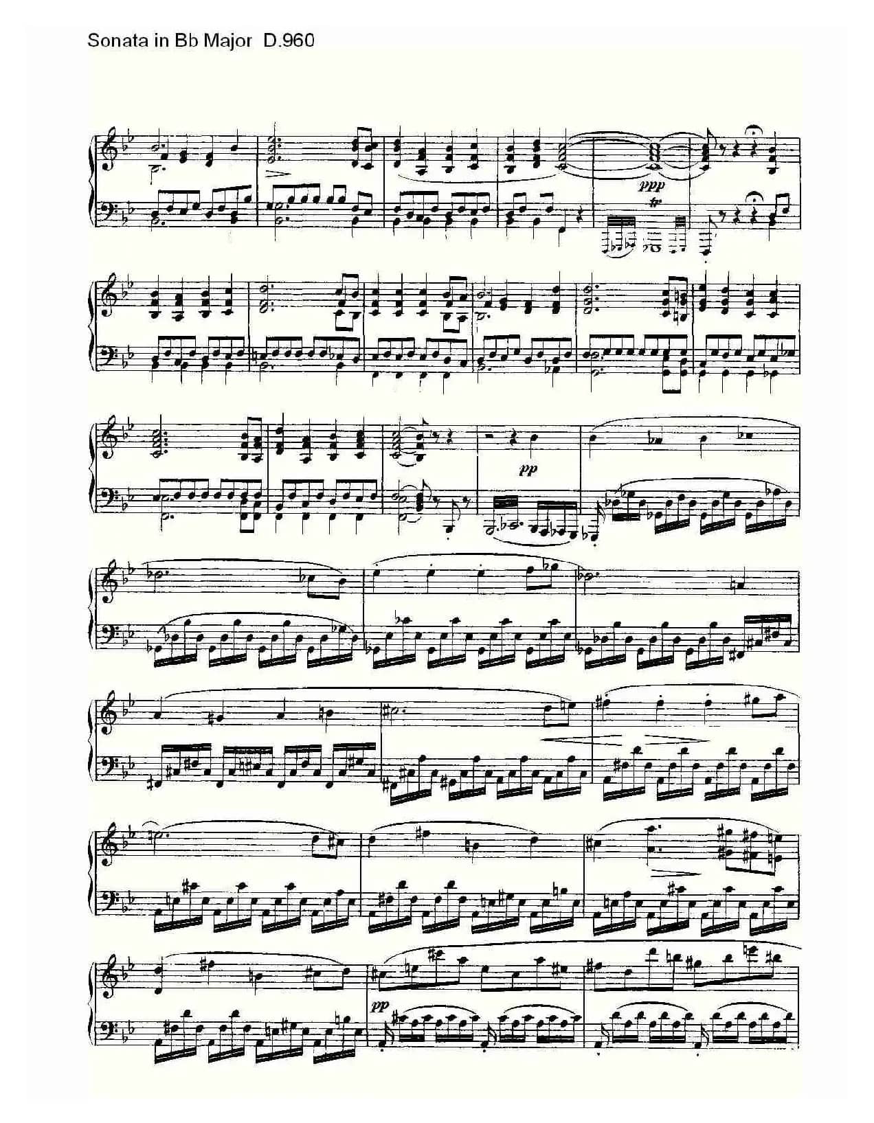 Sonata in Bb Major D.960（Bb大调奏鸣曲 D.960）