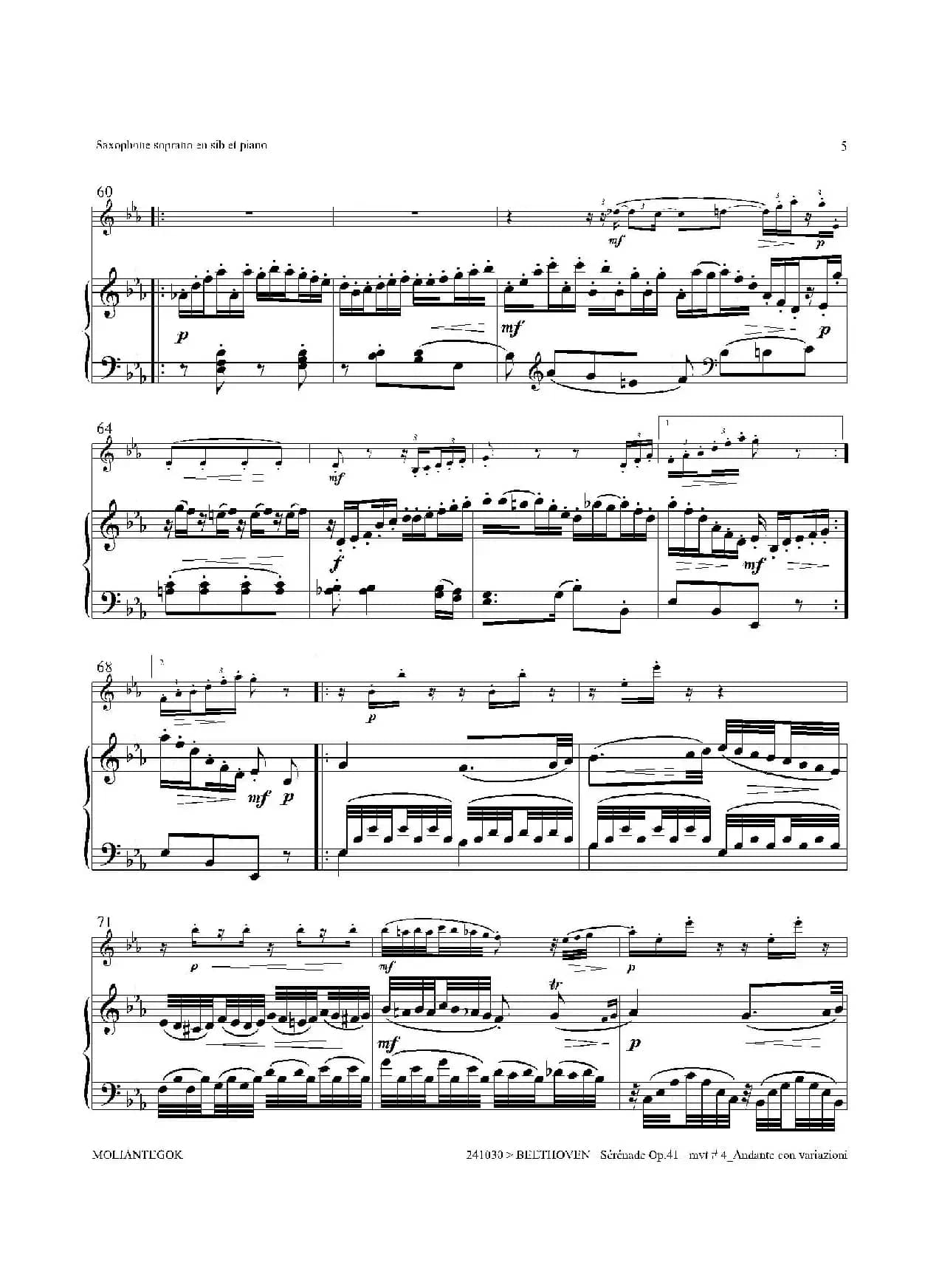 小夜曲 Op.41（高音萨克斯+钢琴伴奏）