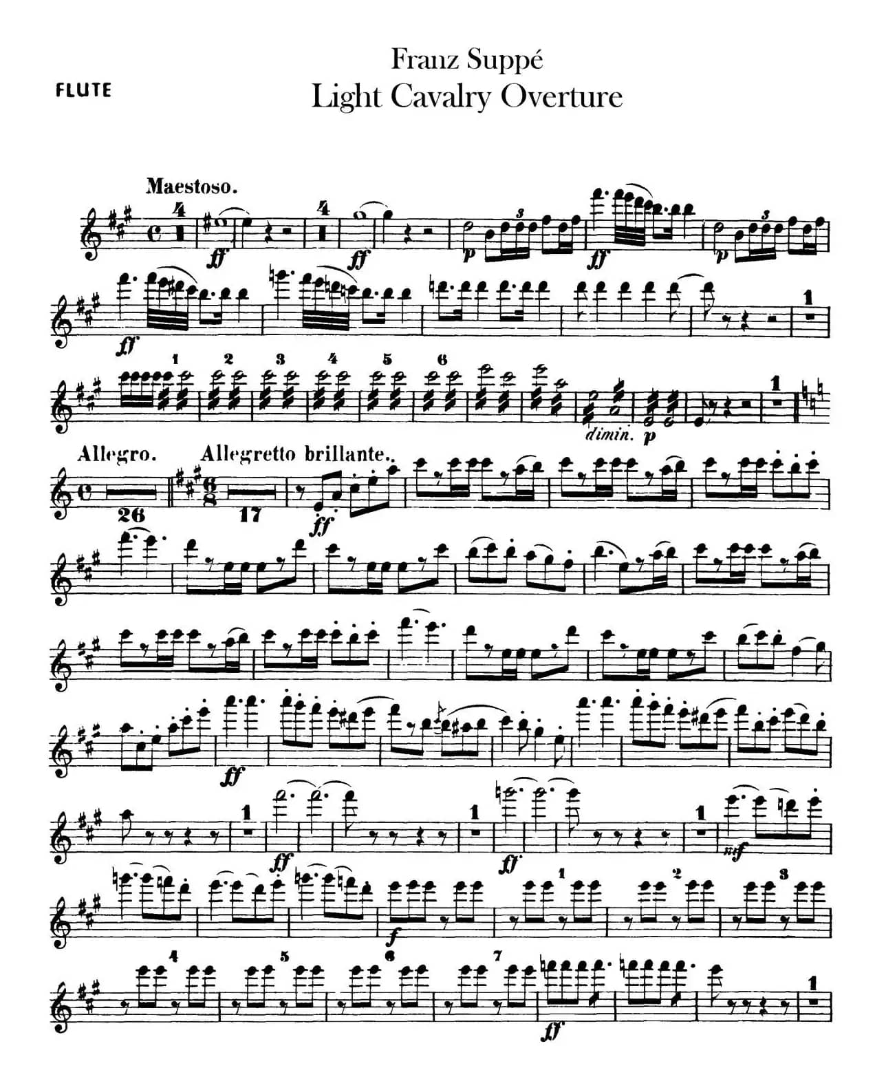 Light Cavalry Overture（轻骑兵序曲）（管乐合奏长笛分谱）