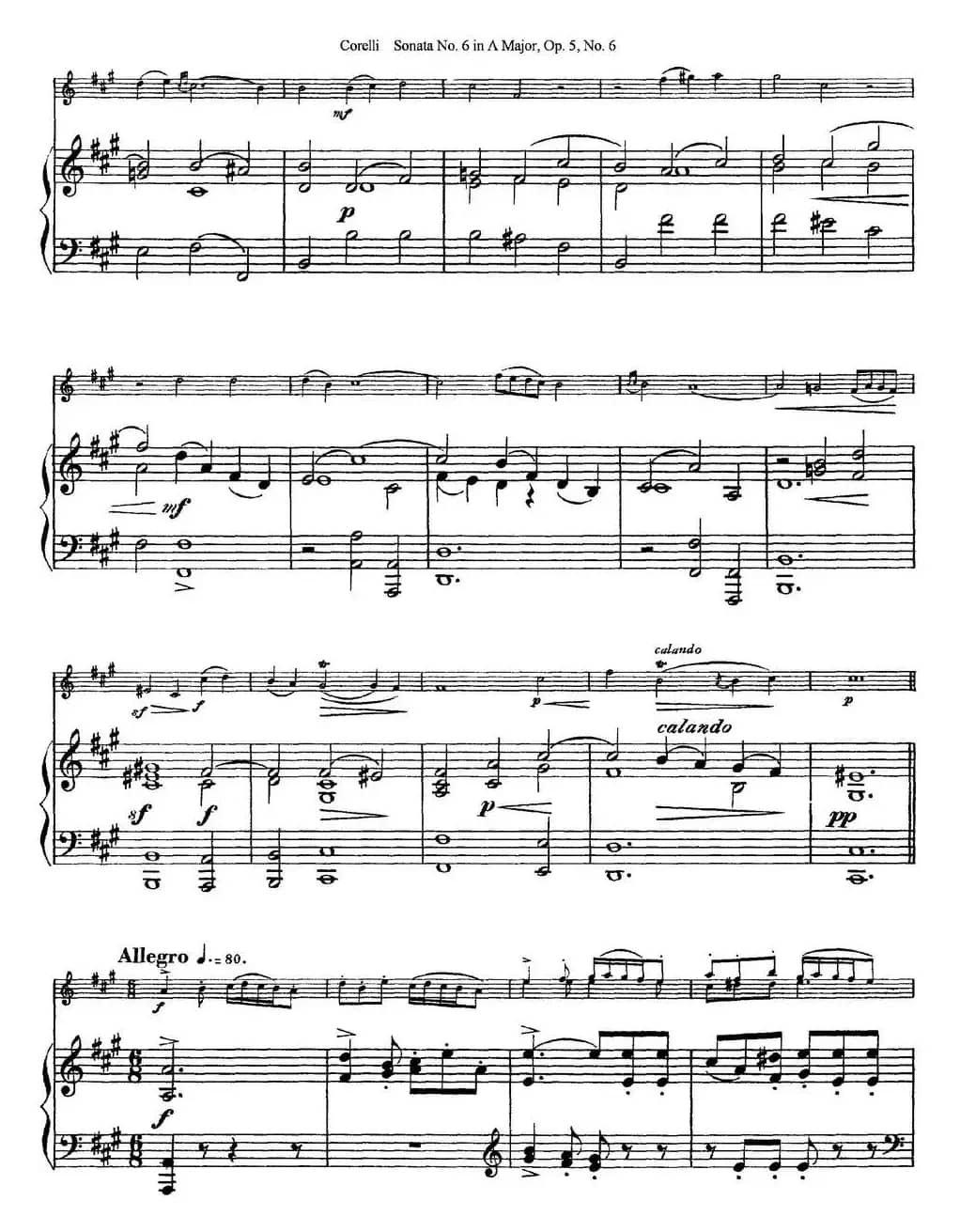 Sonata No.6 in A Major Op.5 No.6（小提琴+钢琴伴奏）