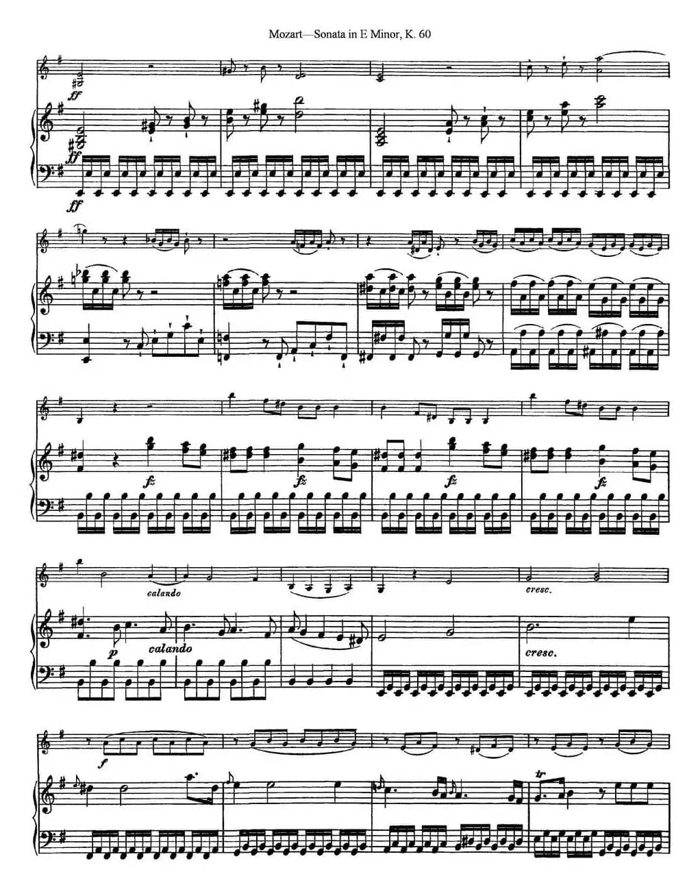 Violin Sonata in E Minor K.60（小提琴+钢琴伴奏）