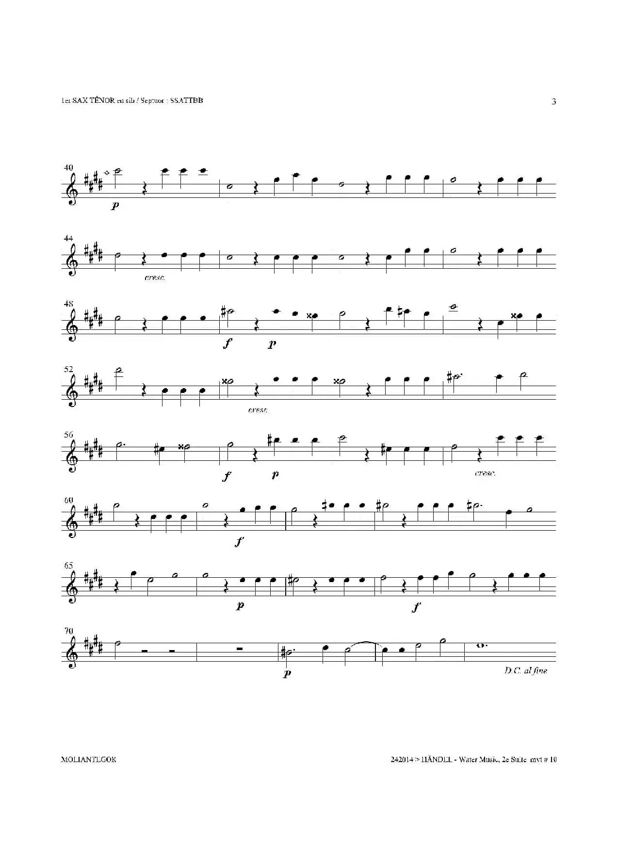 Water Music（HWV.349 No.2）（第一次中音萨克斯）