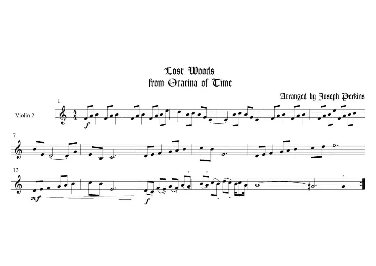 Lost Woods（弦乐四重奏总谱+分谱）