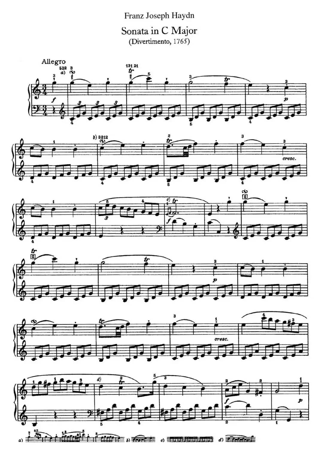 海顿 钢琴奏鸣曲 Hob XVI 3 Divertimento C major