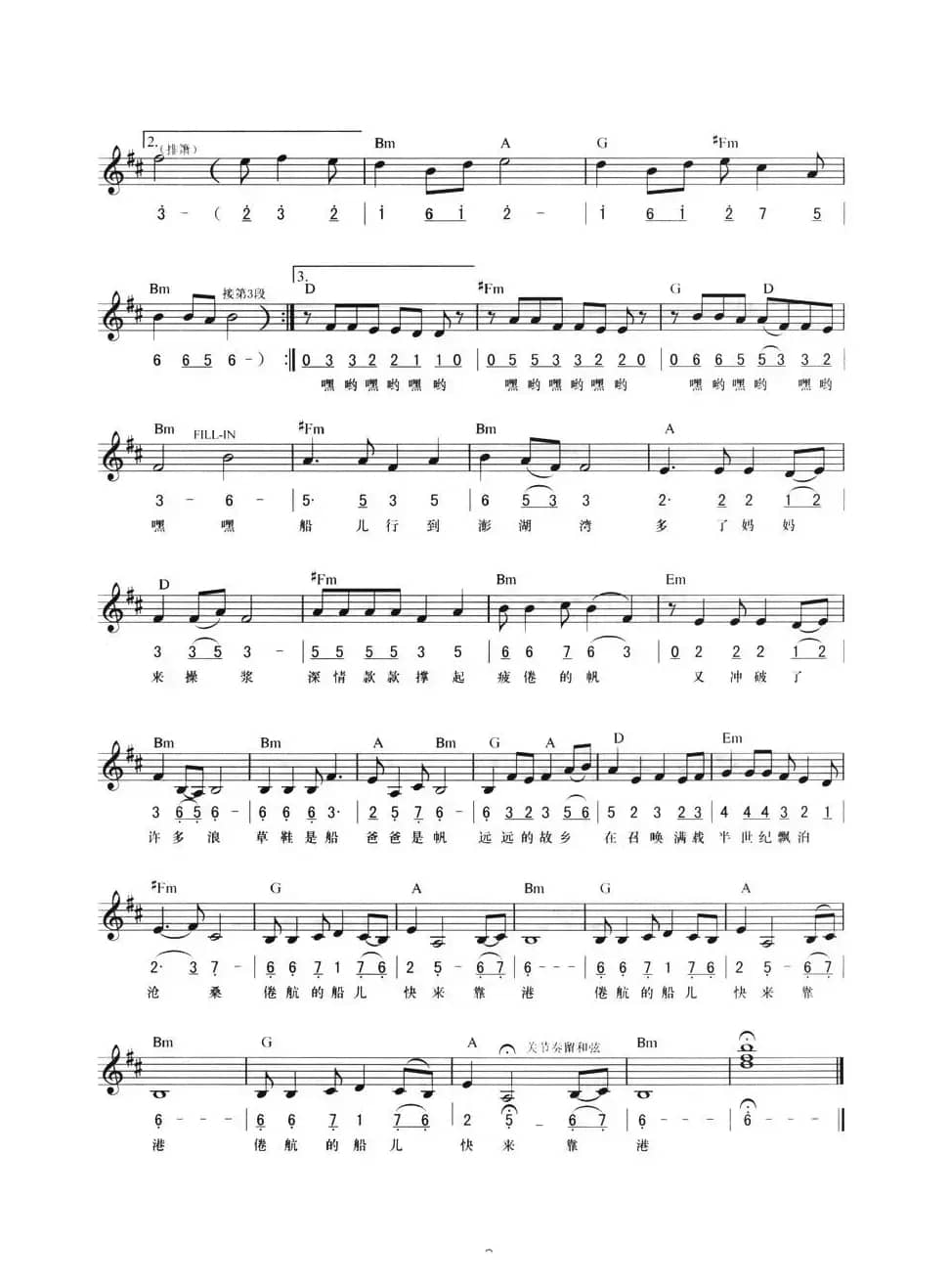 爸爸的草鞋（线简混排弹唱谱）