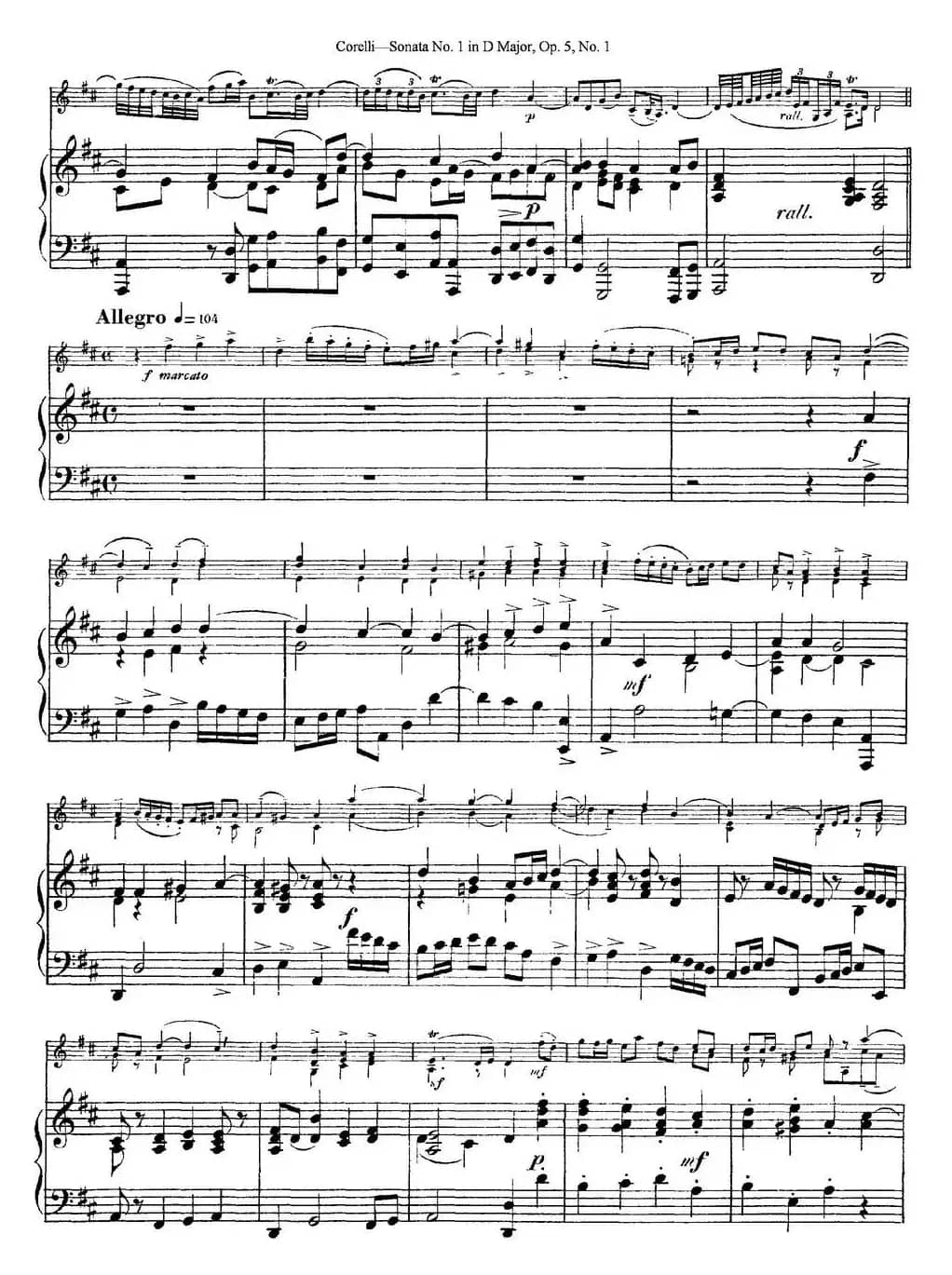 Sonata No.1 in D MajorOp.5 No.1（小提琴+钢琴伴奏）