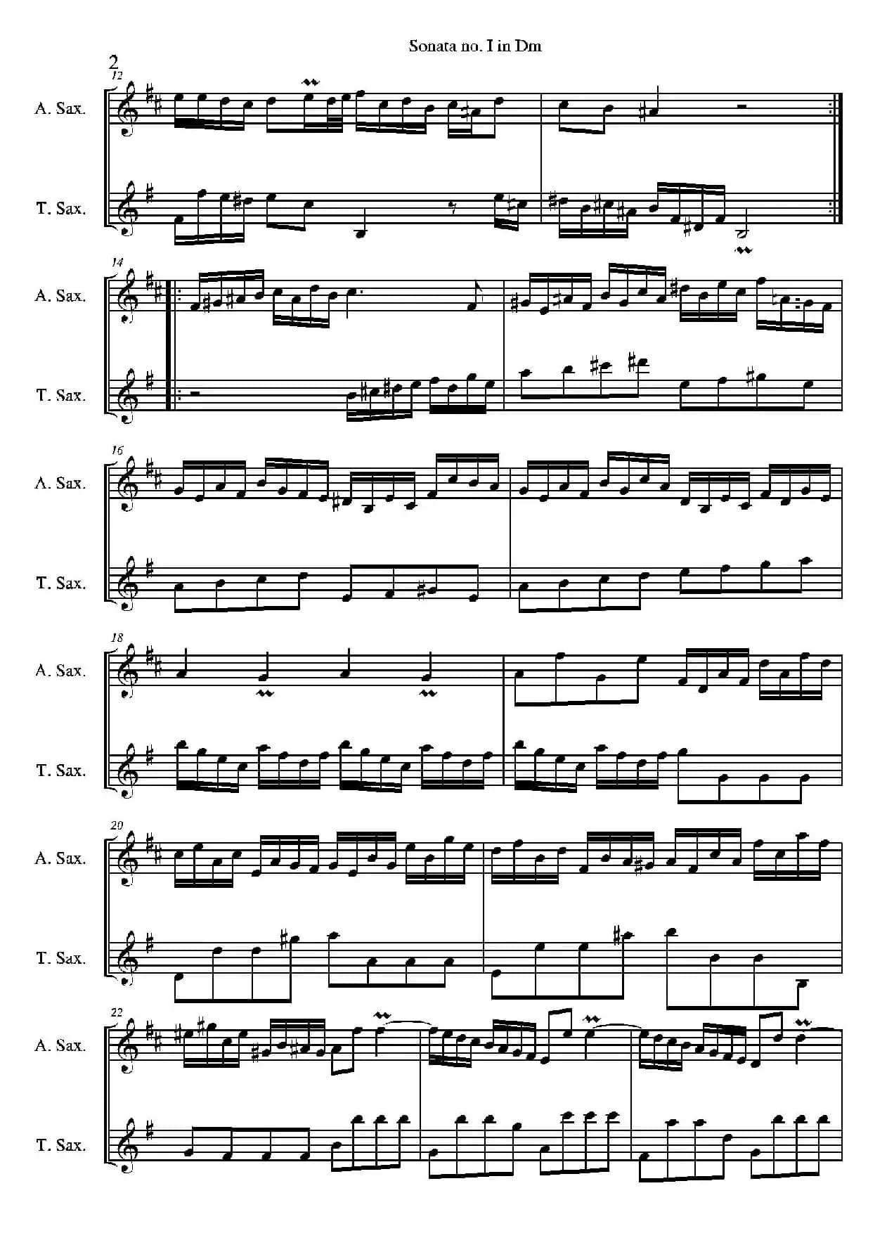 Sonata no. I in Dm（二重奏）