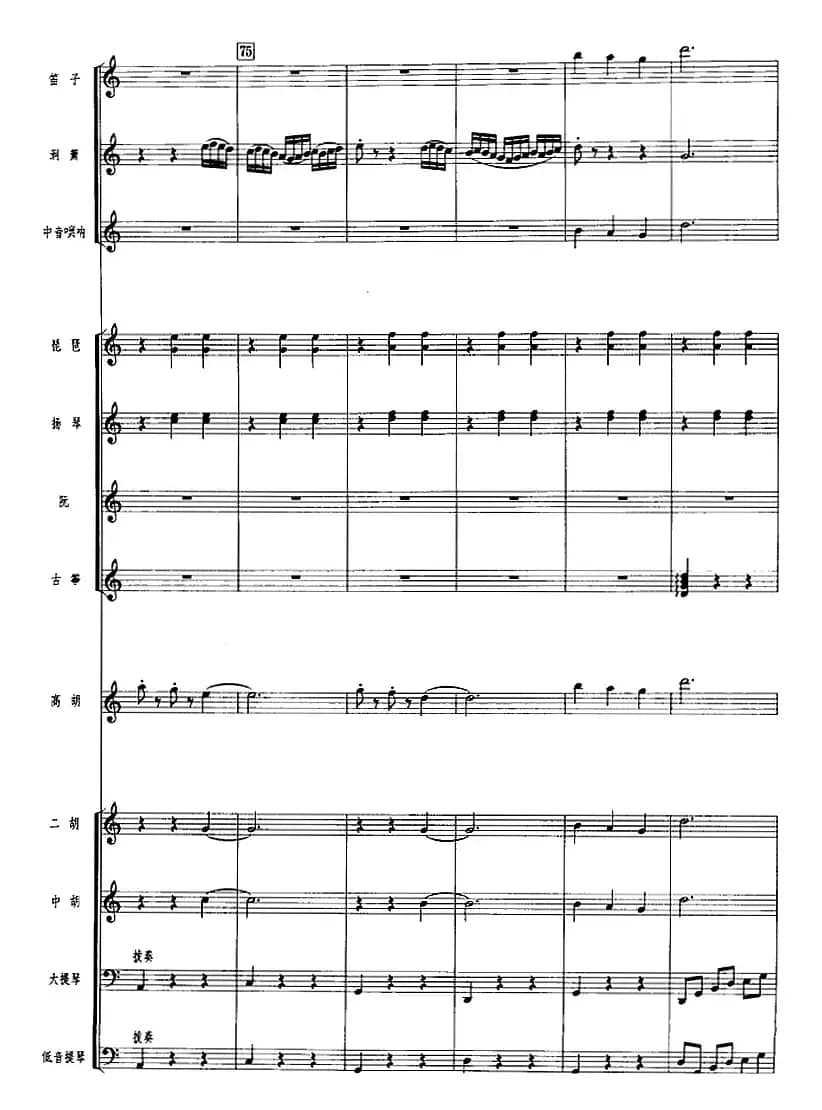 香江夏夜（广东音乐、高胡+乐队伴奏、五线谱版）