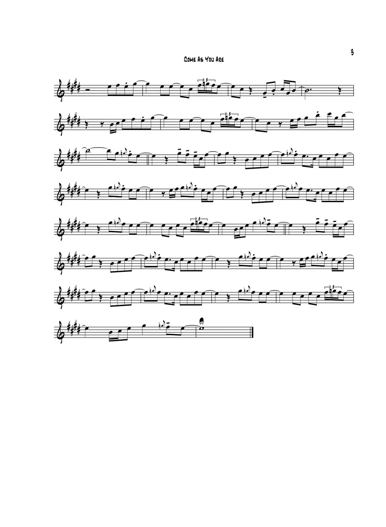 Come As You Are（B-FLAT 次中音萨克斯）