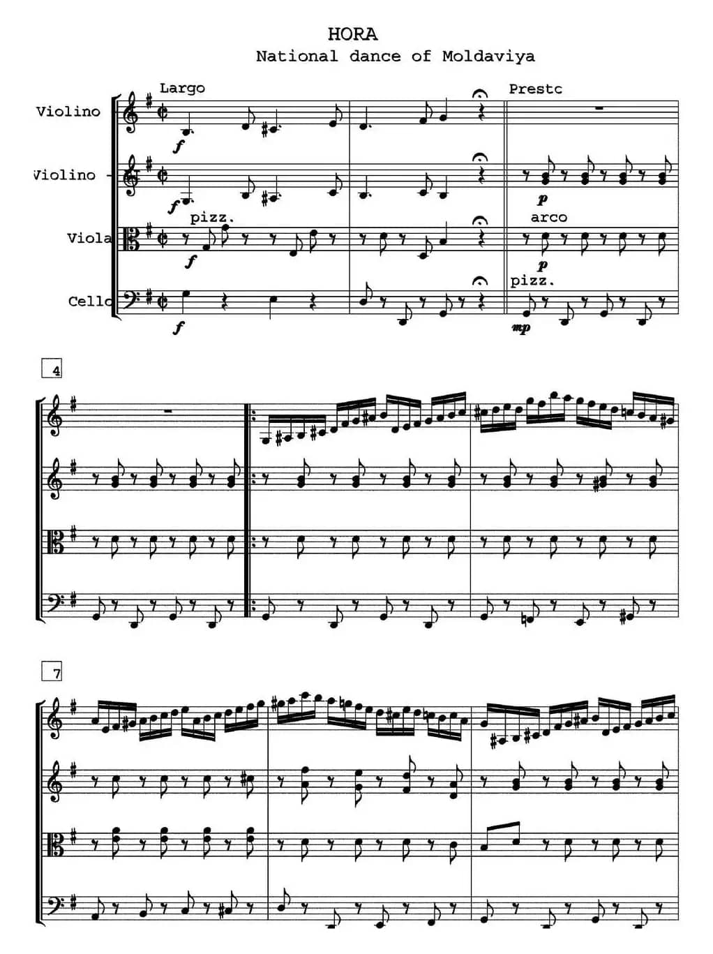HORA National dance of Moldaviya（霍拉舞曲、四重奏）