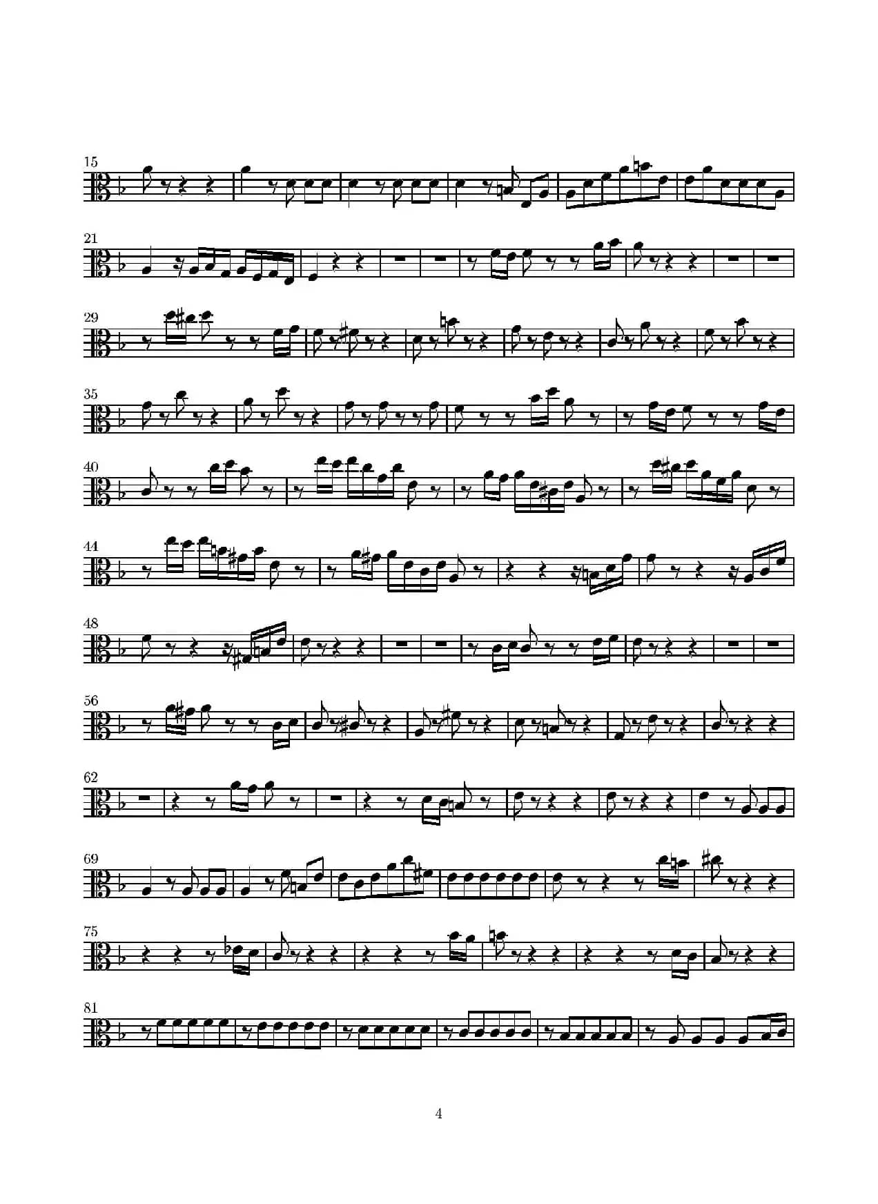 D小调无伴奏协奏曲（中提琴分谱）