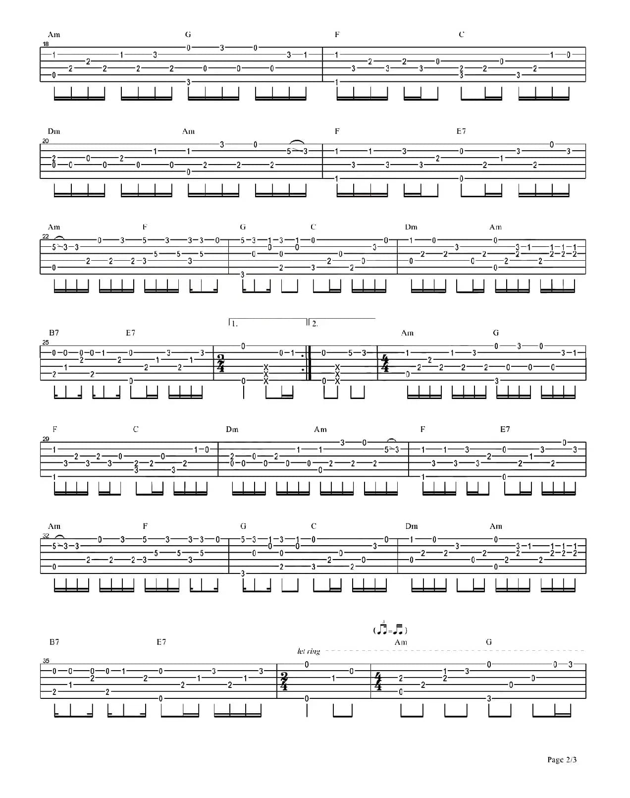 童话镇（指弹谱）