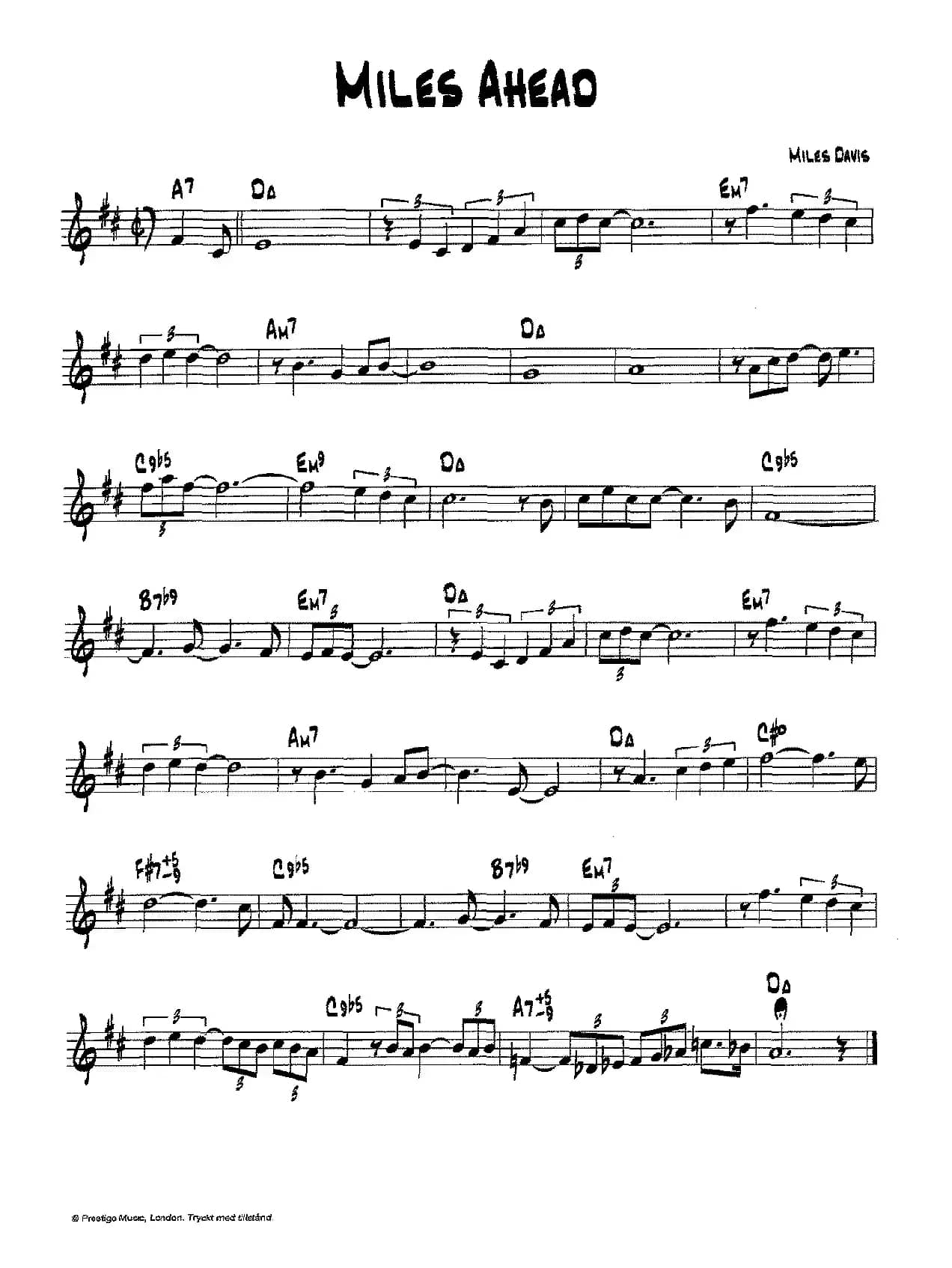 降B爵士乐谱：MILES AHEAD