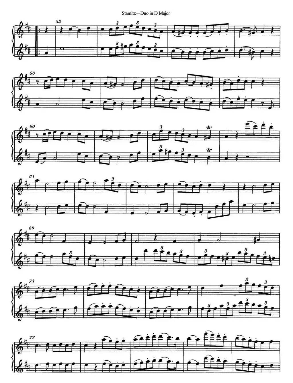 斯塔米茨D大调长笛二重奏