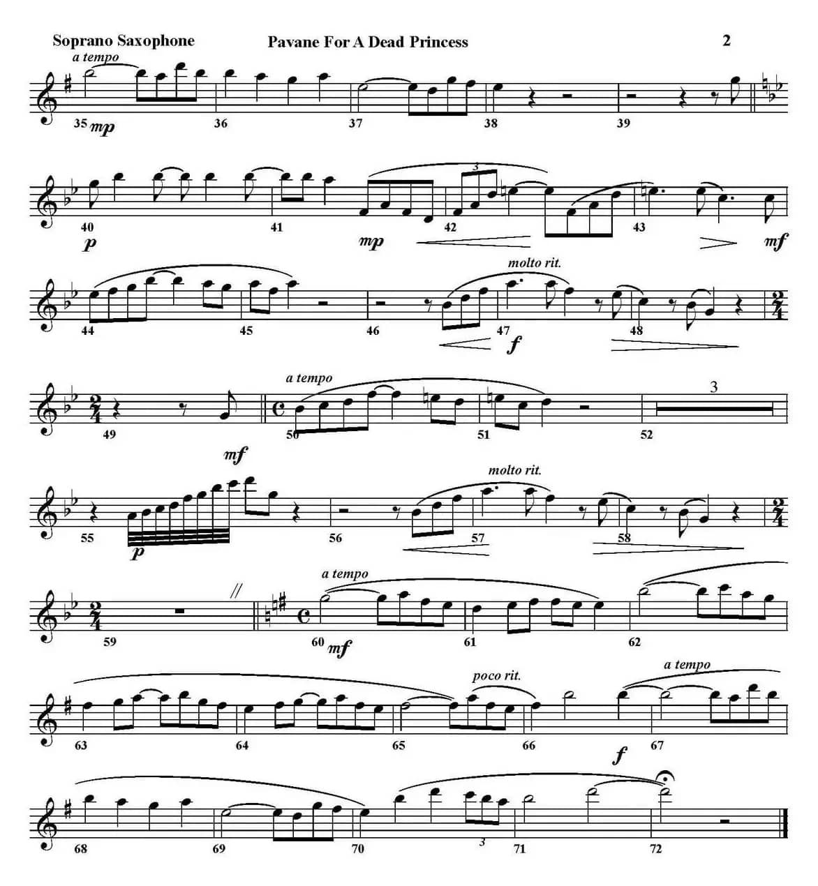 PAVANE FOR A DEAD PRINCESS（四重奏·高音萨克斯分谱）