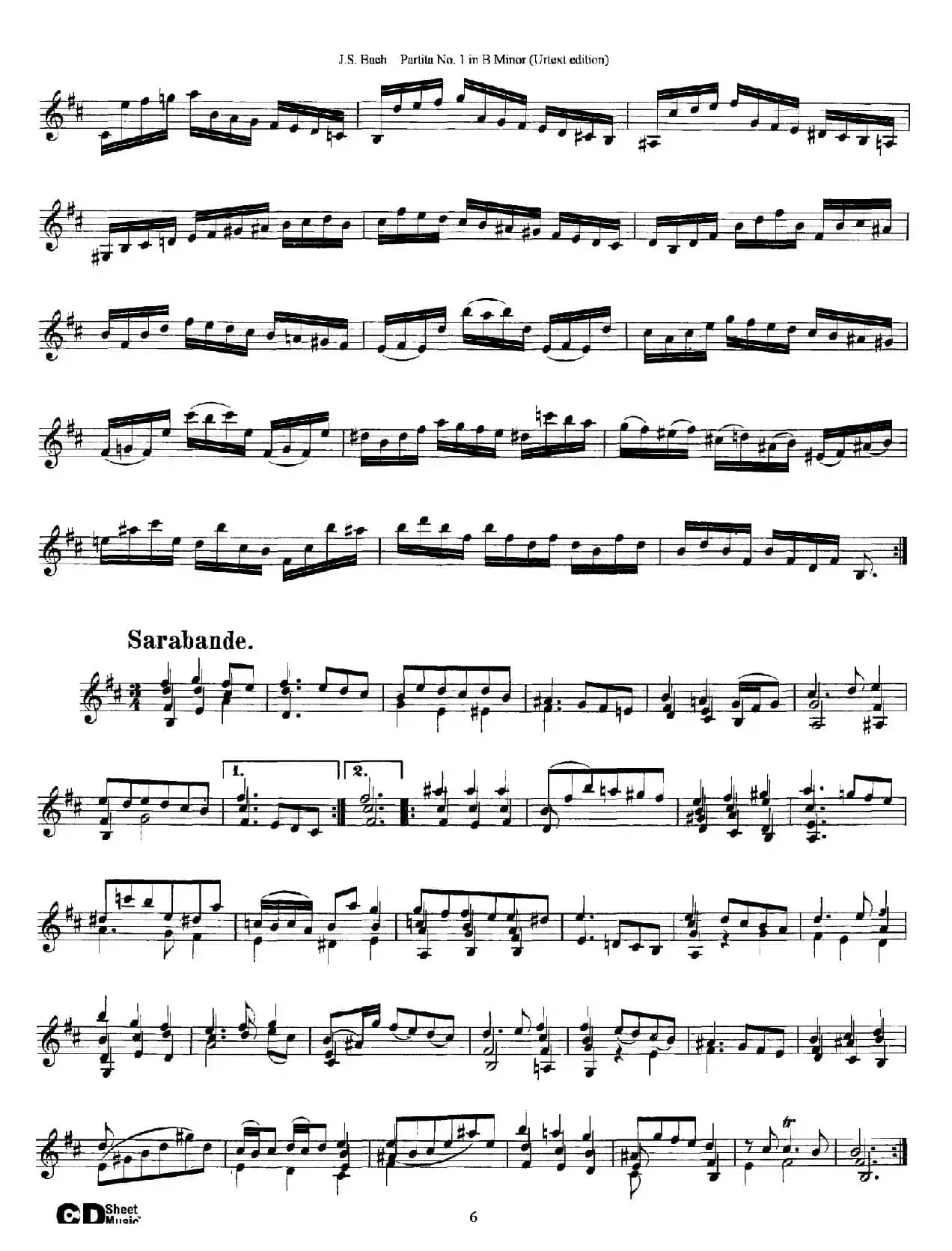 6 Violin Sonatas and Partitas 2.Partita No.1 B Minor（Urtext edition）