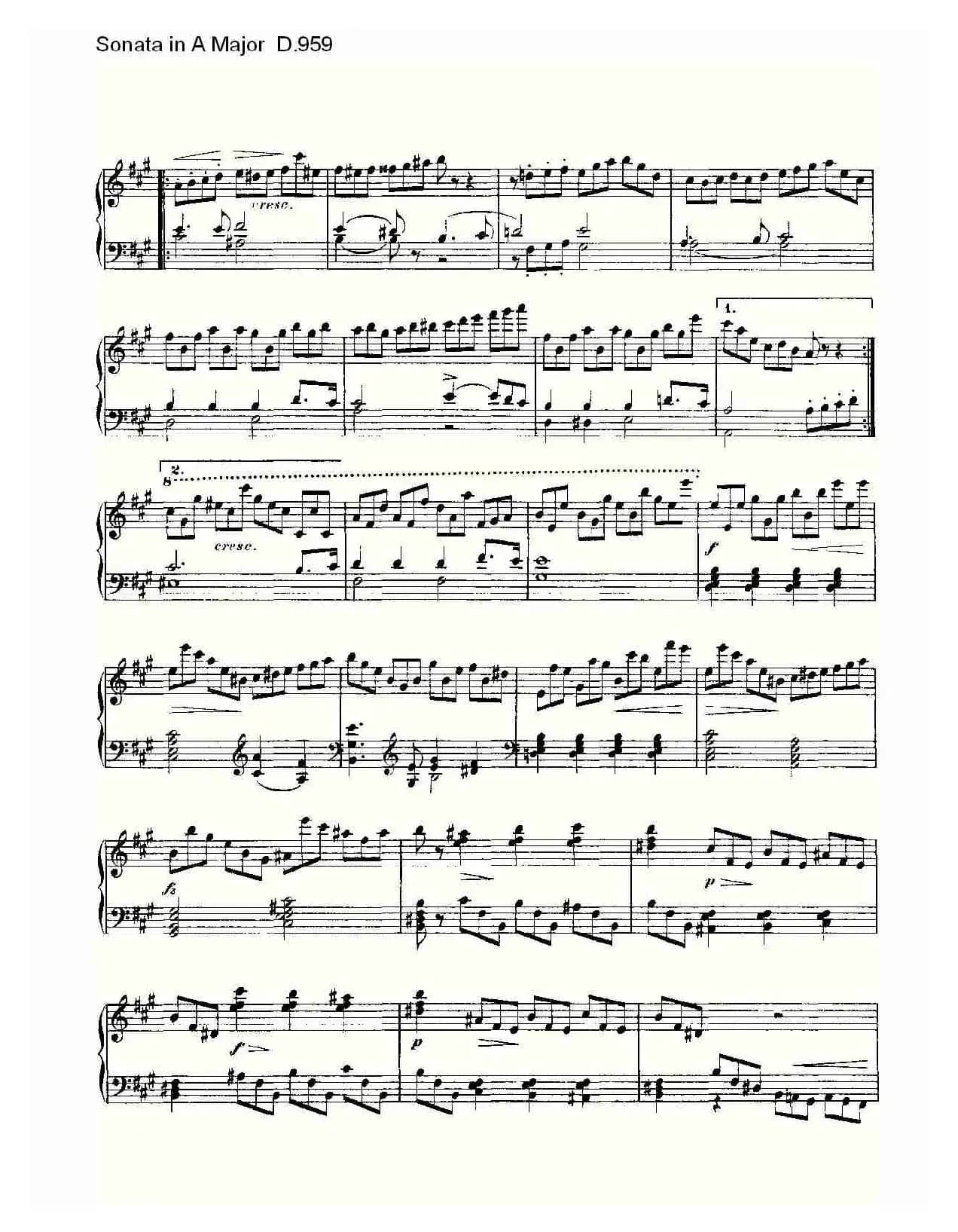 Sonata in A Major D.959（A大调奏鸣曲 D.959）