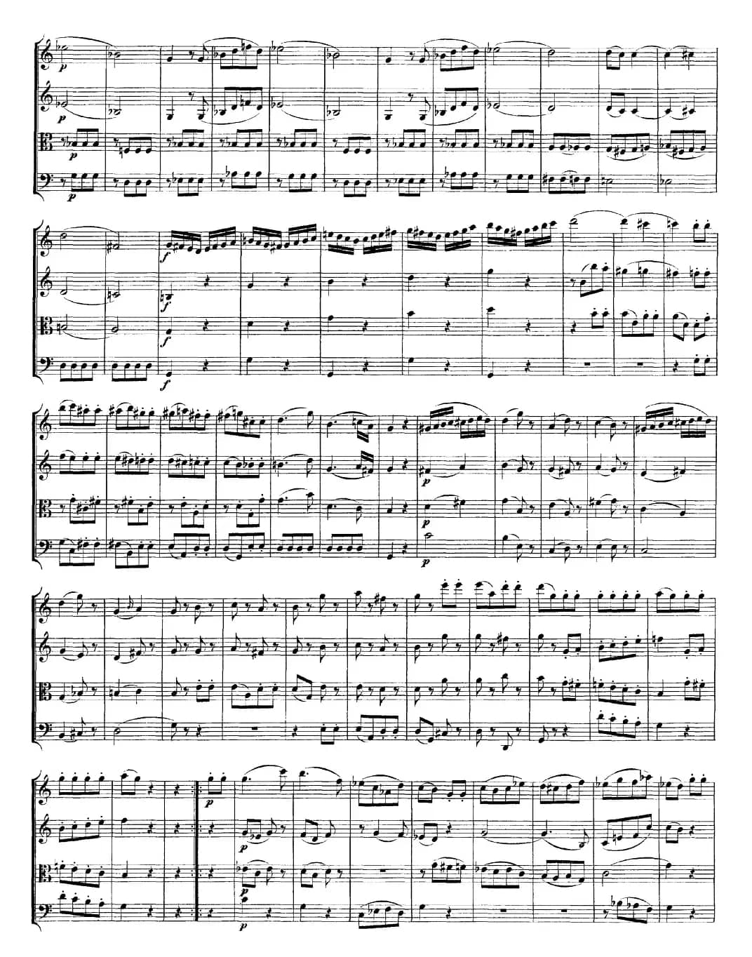 Mozart《Quartet No.19 in C Major,K.465》（总谱）
