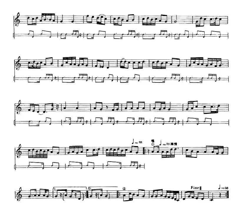 十二木卡姆：Ⅴ 潘吉尕木卡姆 255——264（主旋律谱）