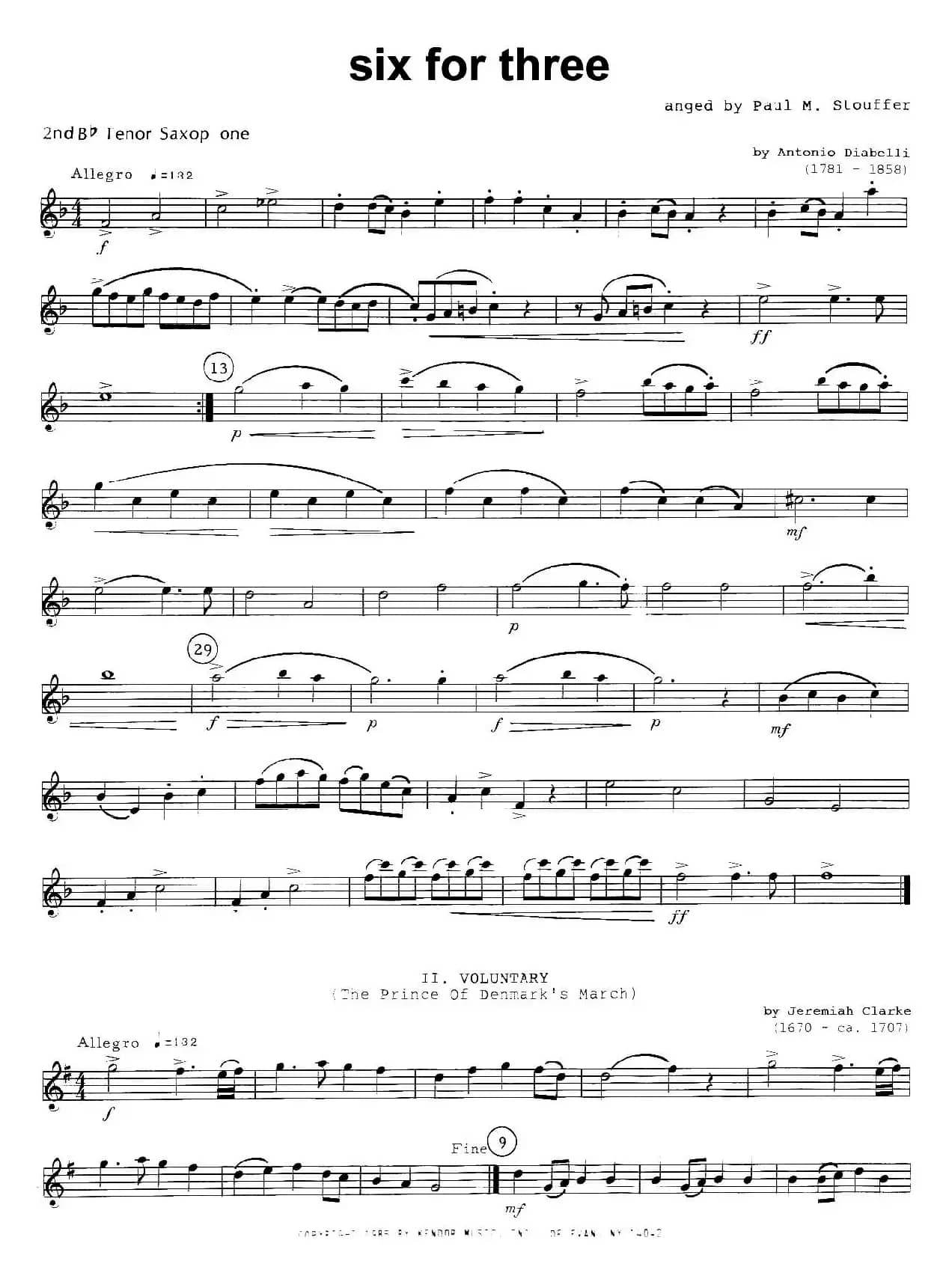 six for three（次中音三重奏第二萨克斯分谱）