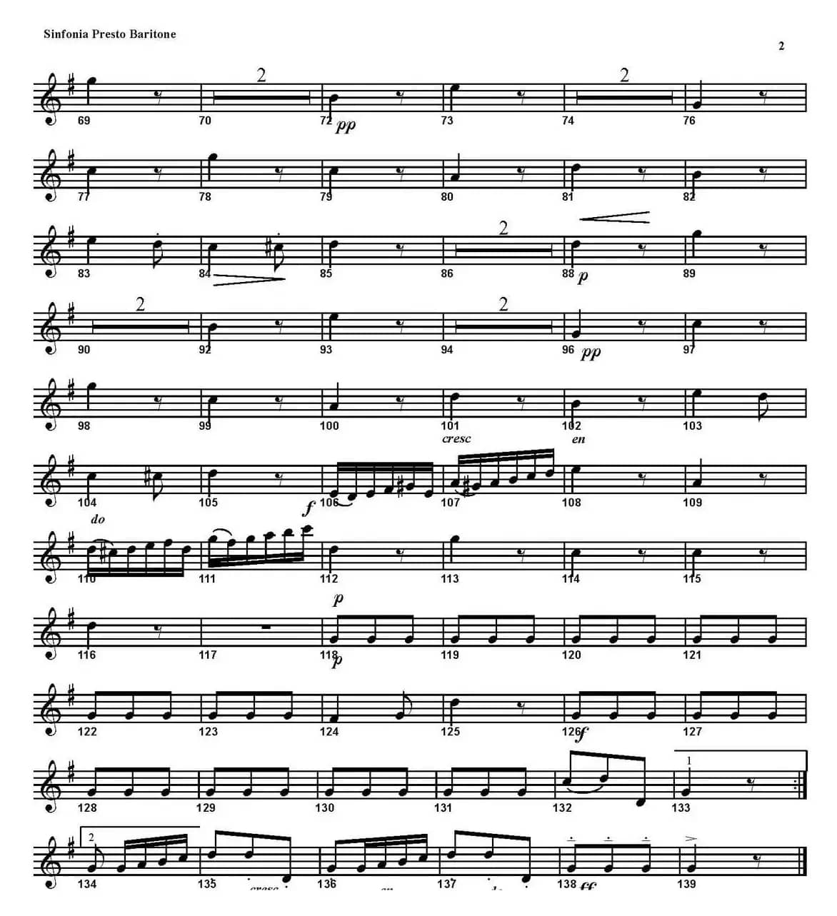 SINFONIA Part 3. PRESTO（四重奏·上低音萨克斯分谱）