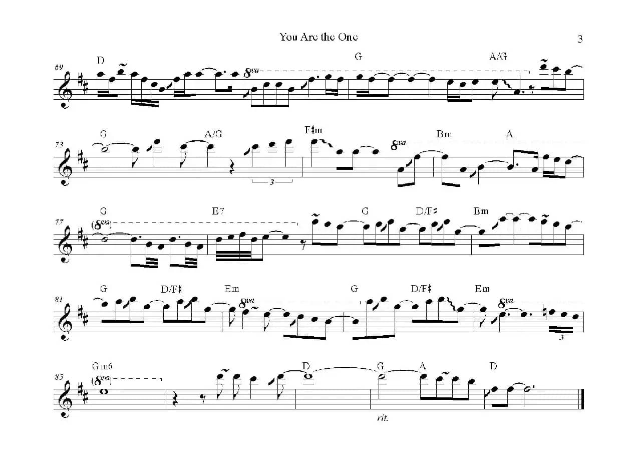 You Are The One（次中音/高音萨克斯谱）