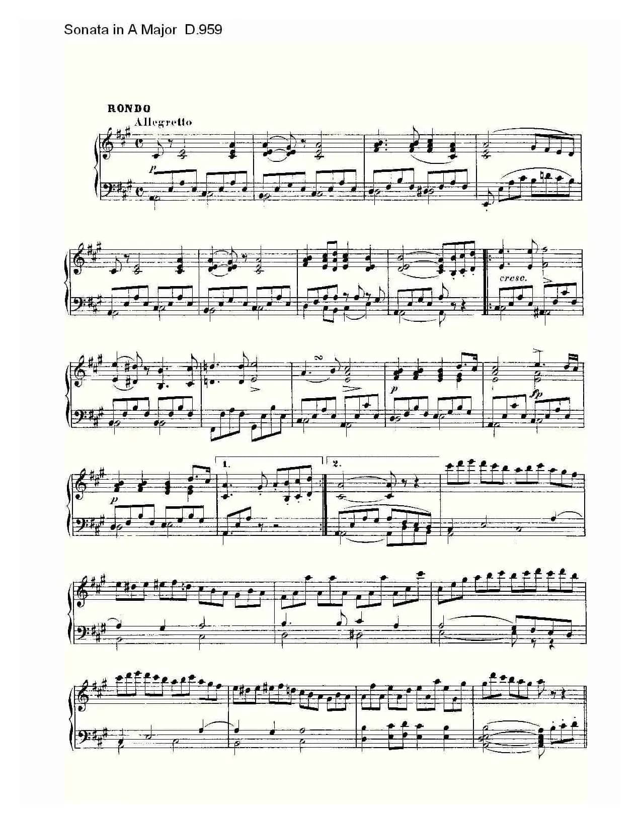 Sonata in A Major D.959（A大调奏鸣曲 D.959）