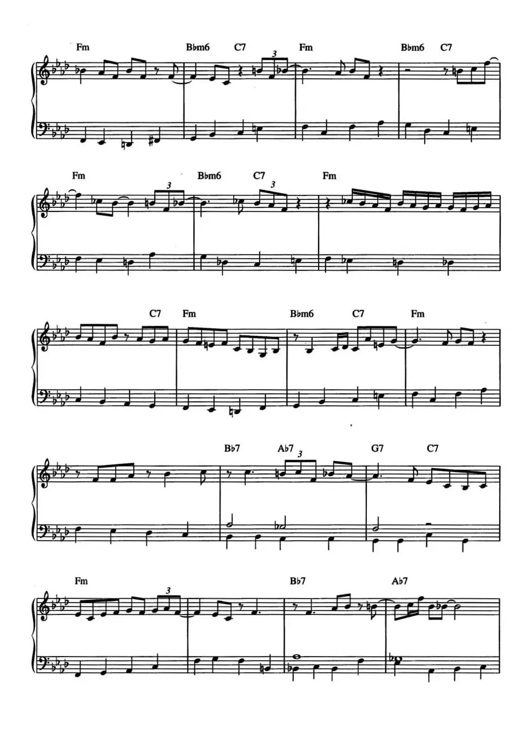 Moanin‘（爵士钢琴酒吧独奏钢琴谱）