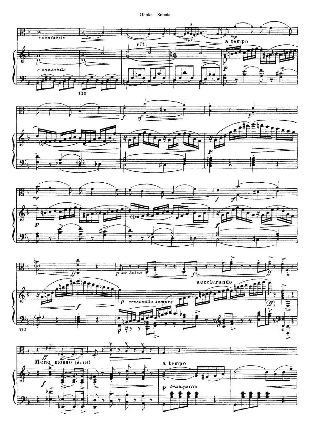 Gli<x>nka Sonata（小提琴+钢琴伴奏）