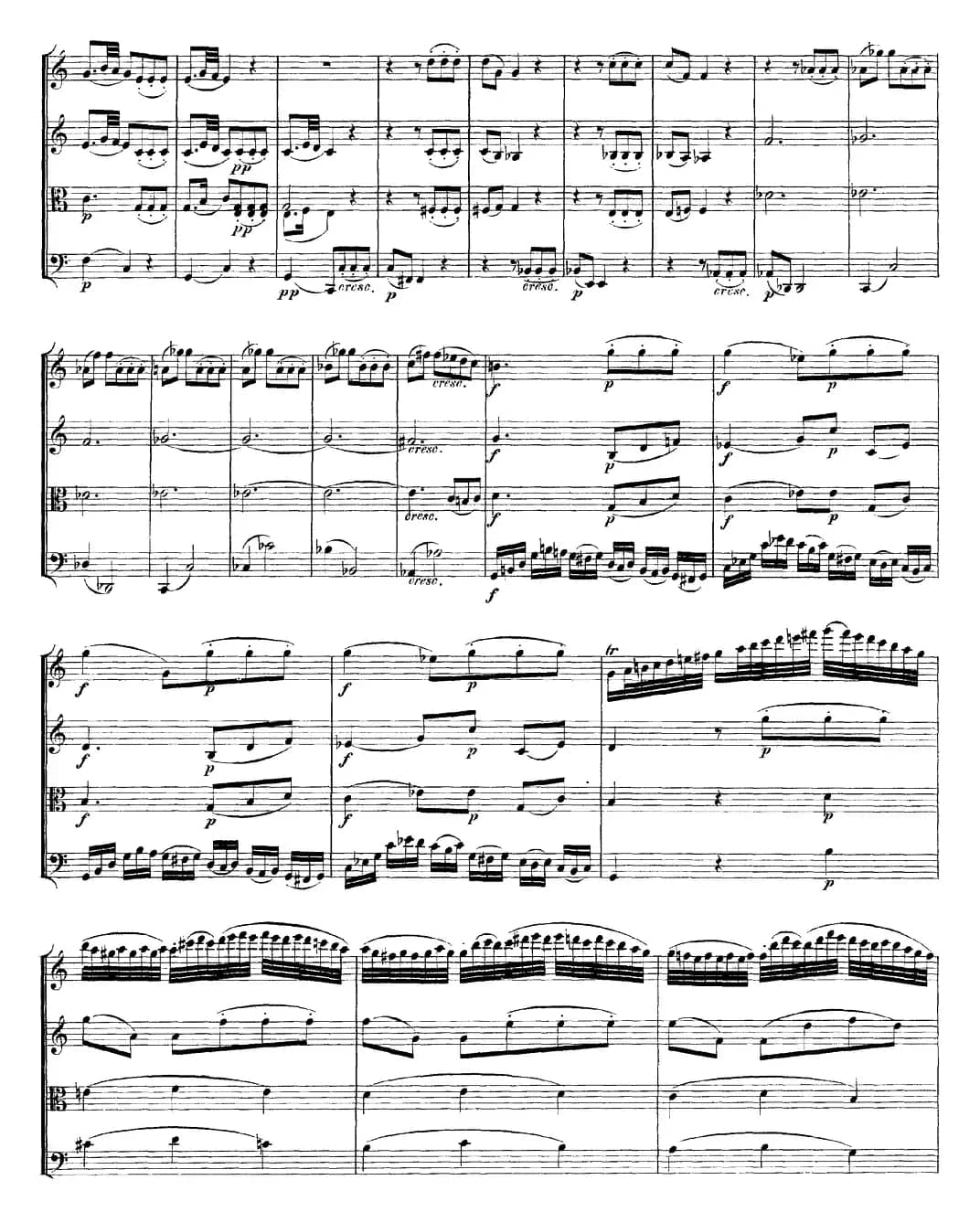 Mozart《Quartet No.14 in G Major,K.387》（总谱）