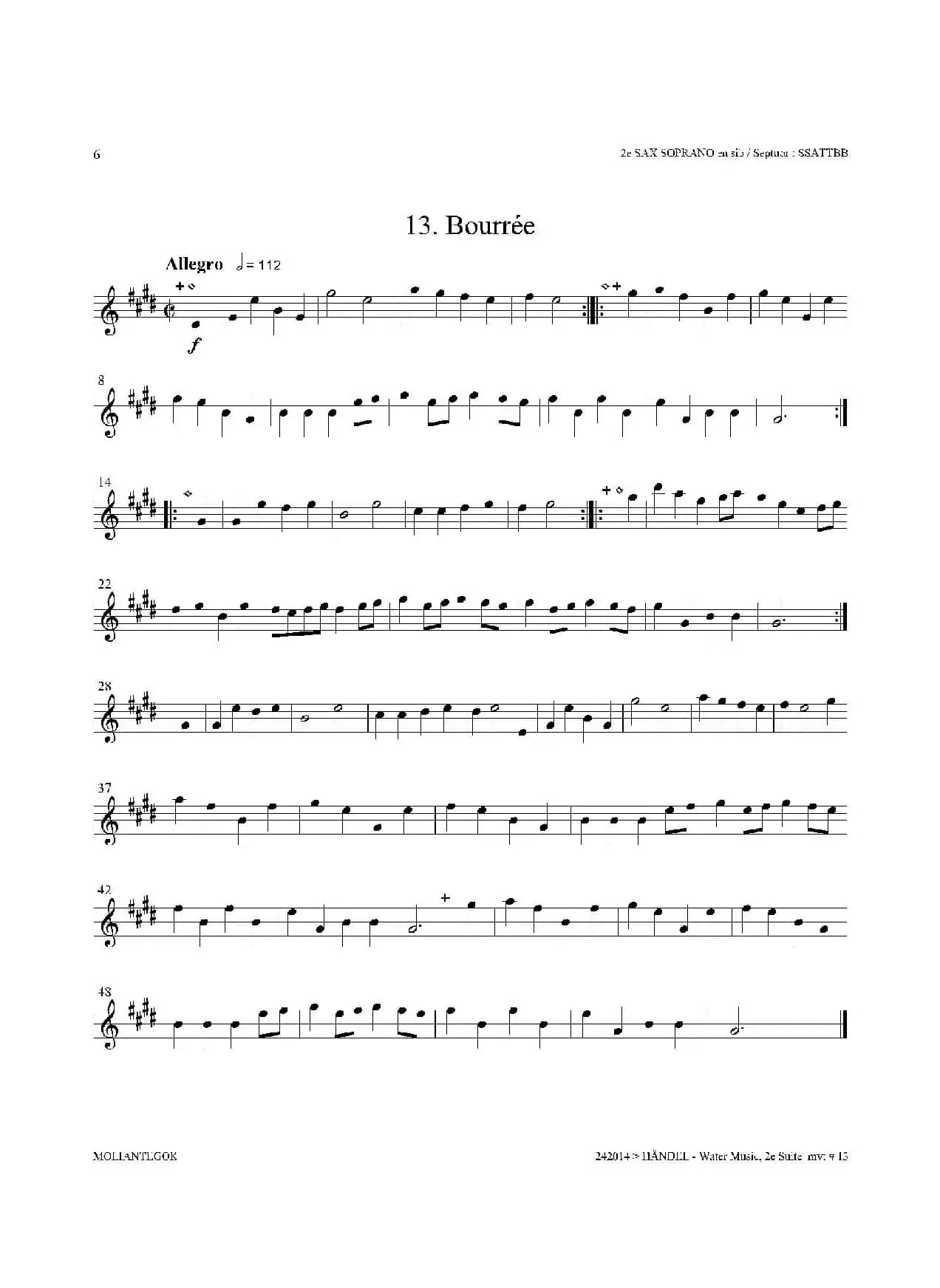 Water Music（HWV.349 No.2）（第二高音萨克斯）