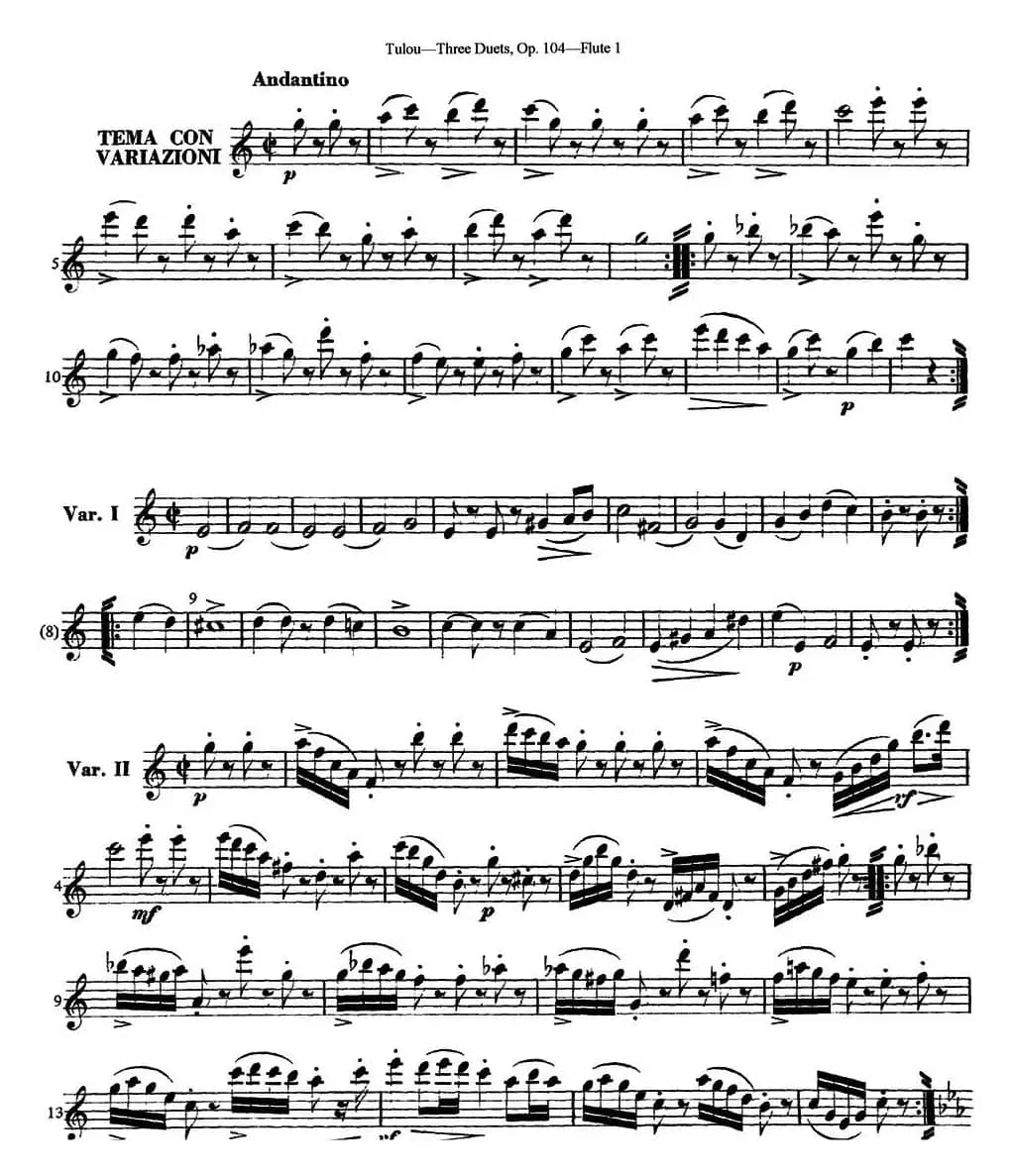 图露三首长笛简易重奏曲Op.104（Flute 1）（NO.1）