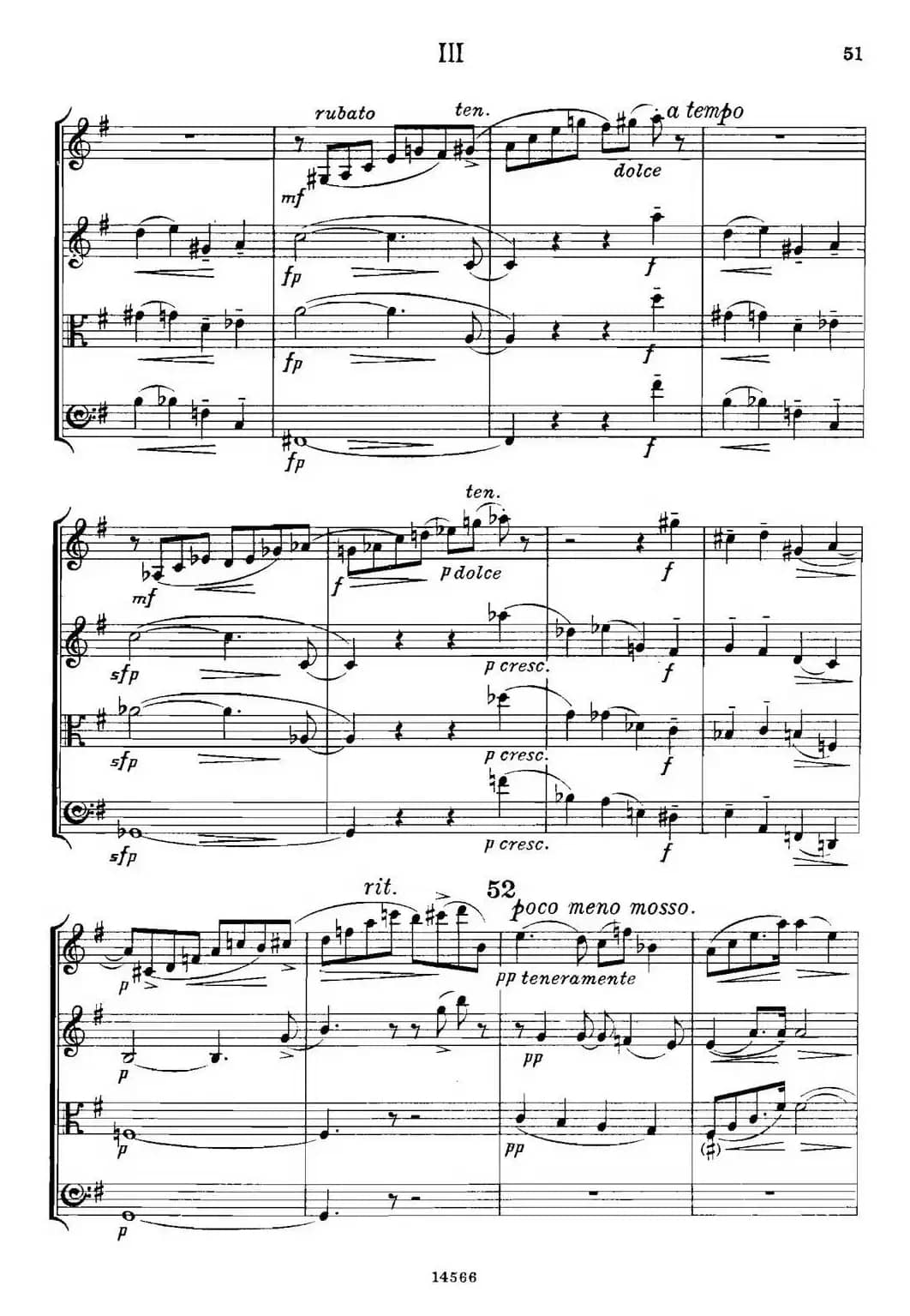 QUARTET Op.83（第三部分）（弦乐四重奏）