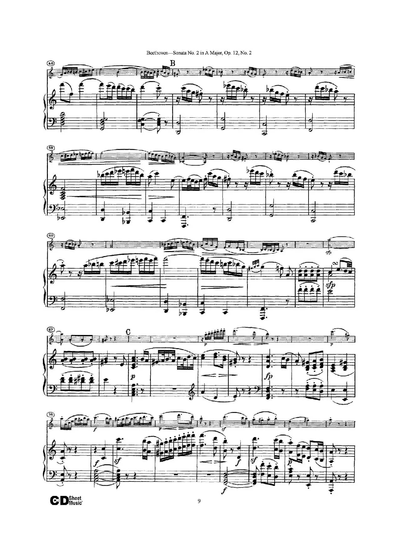 A大调第二小提琴奏鸣曲（Sonata No.2 in A Major Op.12,No.2）（小提琴+钢琴伴奏）