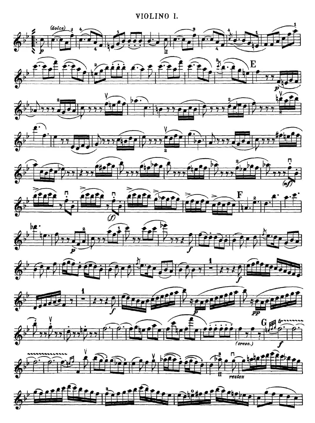 Mozart《Quartet No.17 in Bb Major,K.458》（Violin 1分谱）