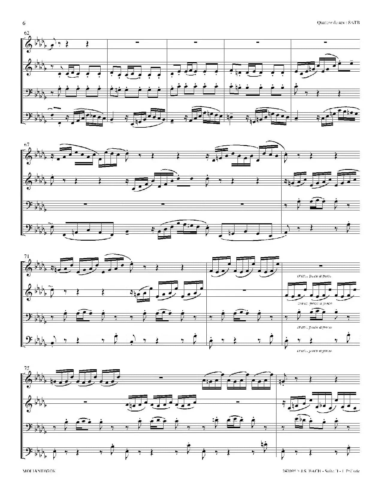 Suite anglaise No 2,BWV 807（法国组曲之二·前奏曲）（四重奏总谱）