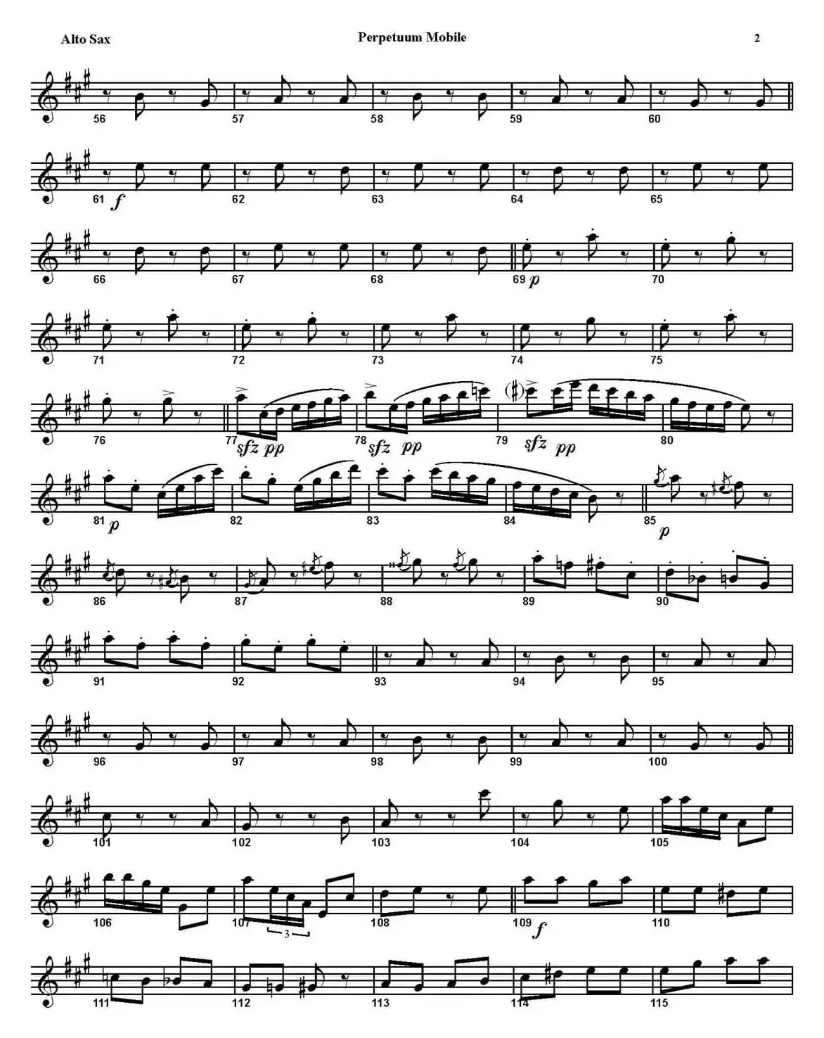 PERPETUUM MOBILE（四重奏·中音萨克斯分谱）