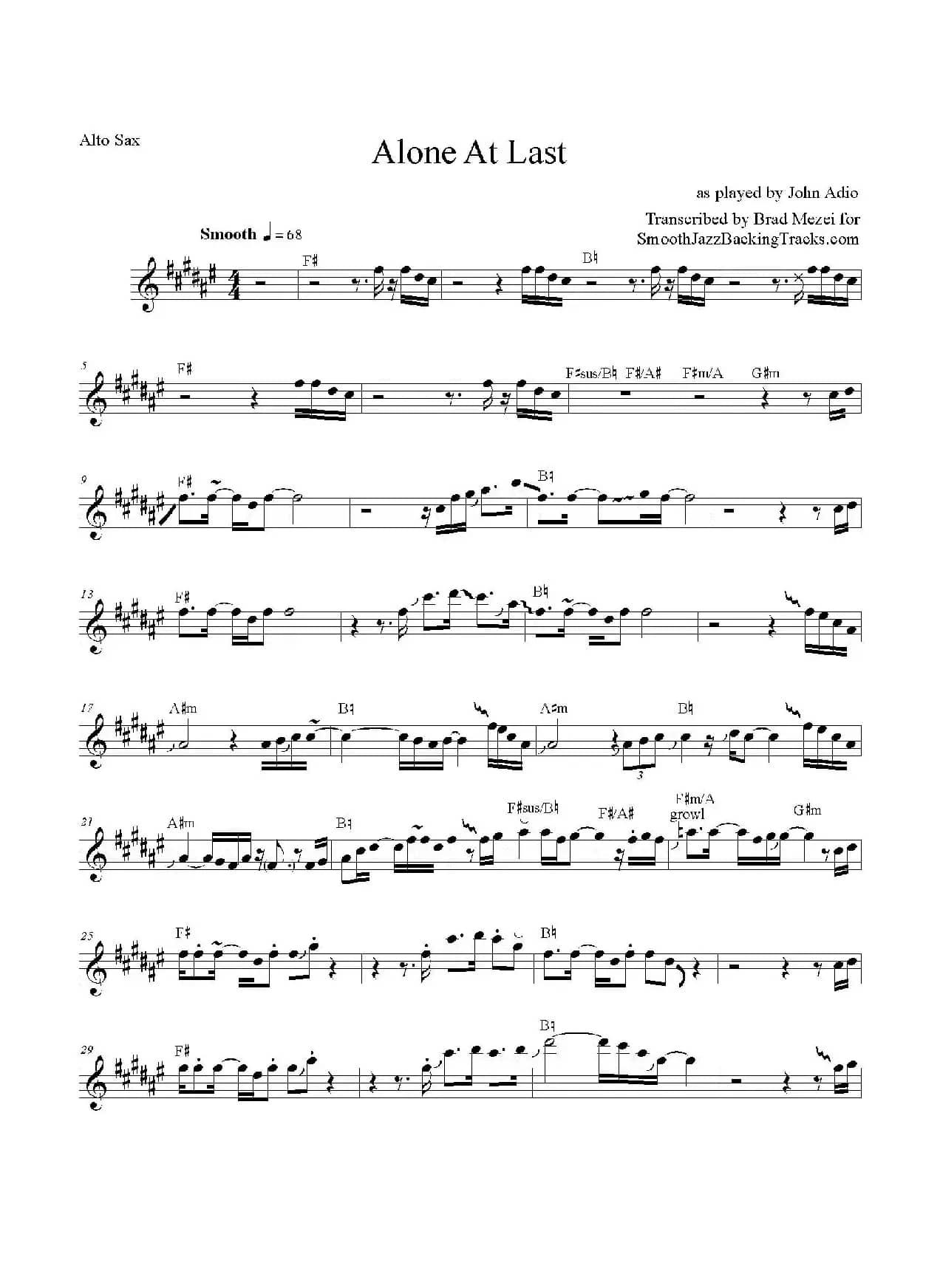 Alone At Last（中音萨克斯）
