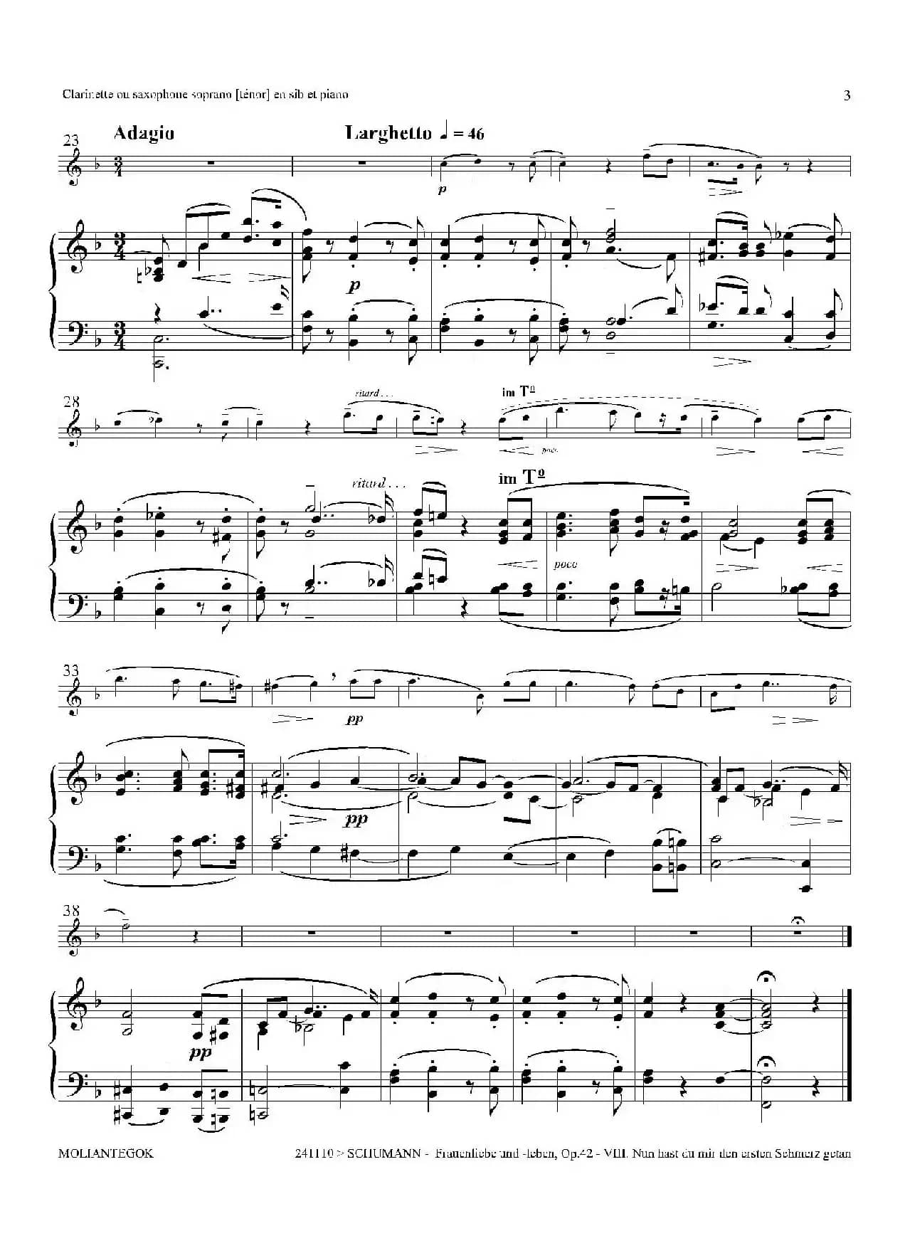 妇女的爱情与生活 Op42·Ⅷ(高音萨克斯+钢琴伴奏)