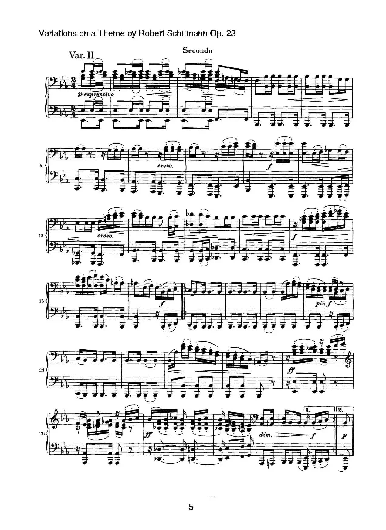 ​Variations on a Theme by Robert Schumann Op.23（舒曼主题变奏曲）（四手联弹）