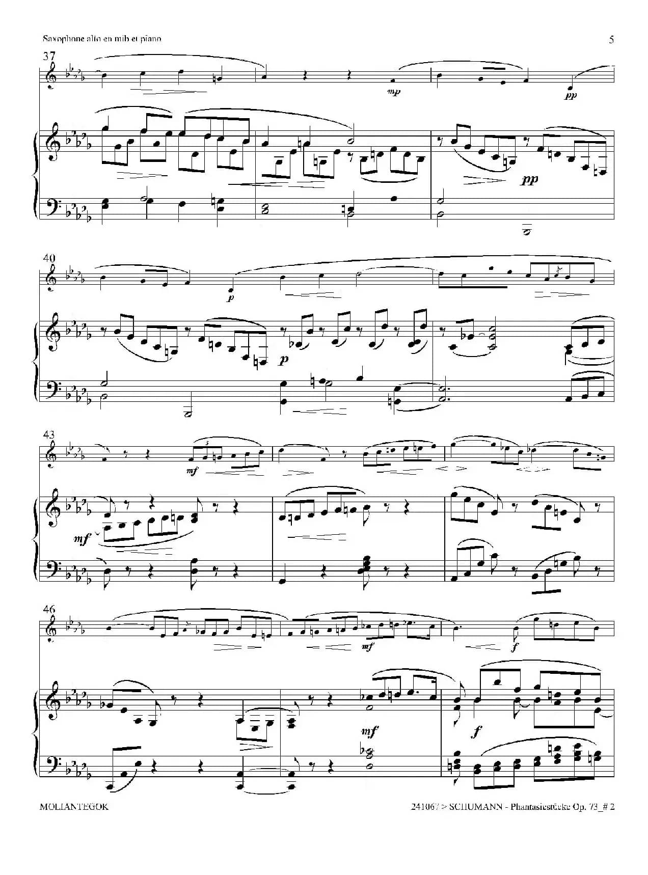 舒曼幻想曲三首 Op73（Ⅱ）（中音萨克斯+钢琴伴奏）