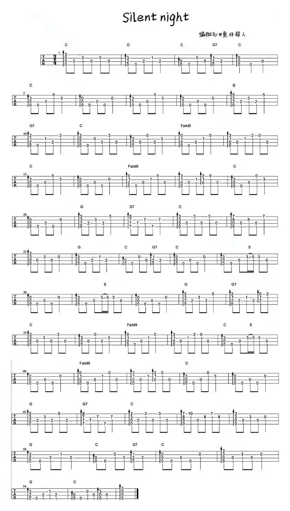 Silent Night（尤克里里指弹谱）